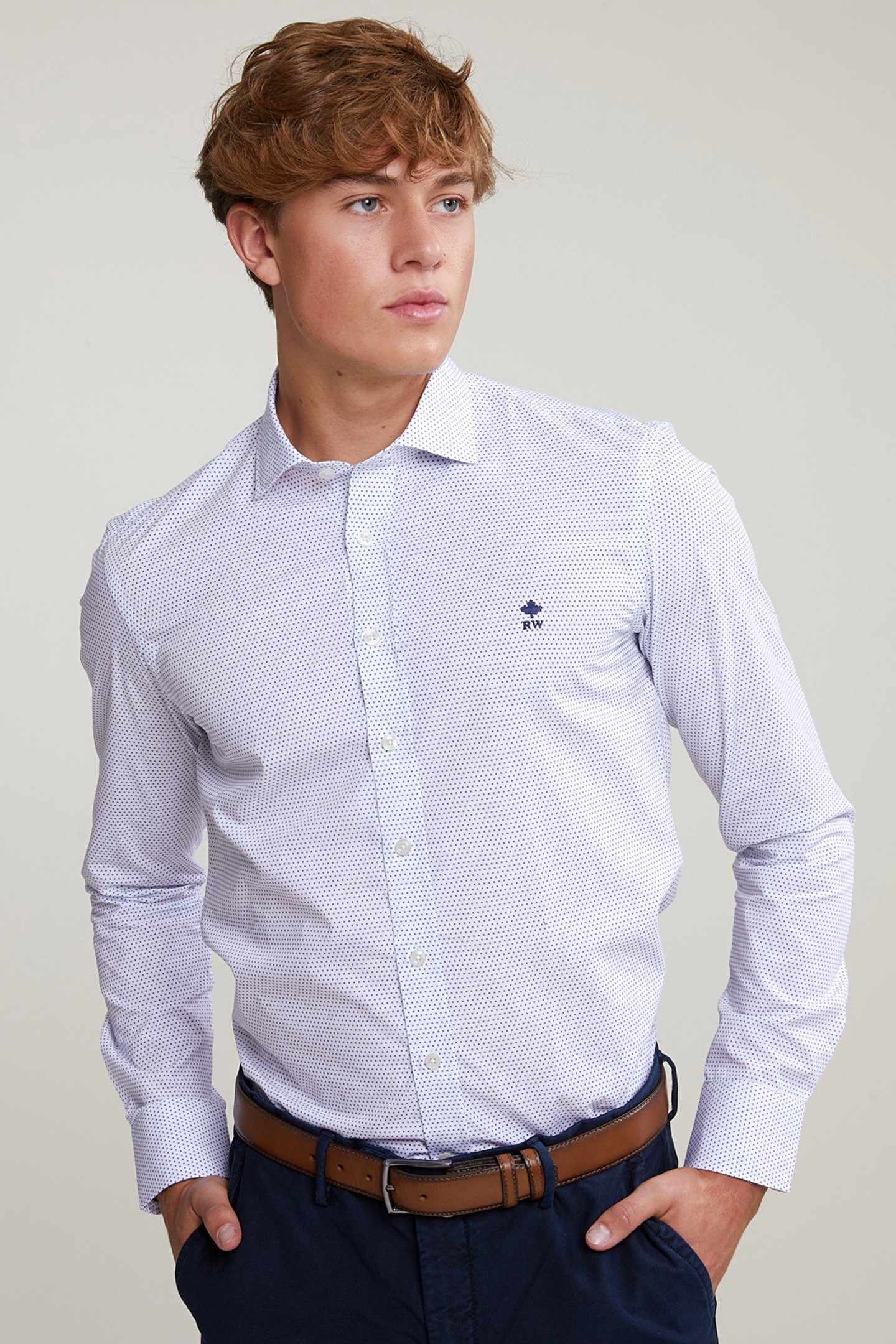SLIM FIT DOTTED SHIRT BLUE/WHITE 1