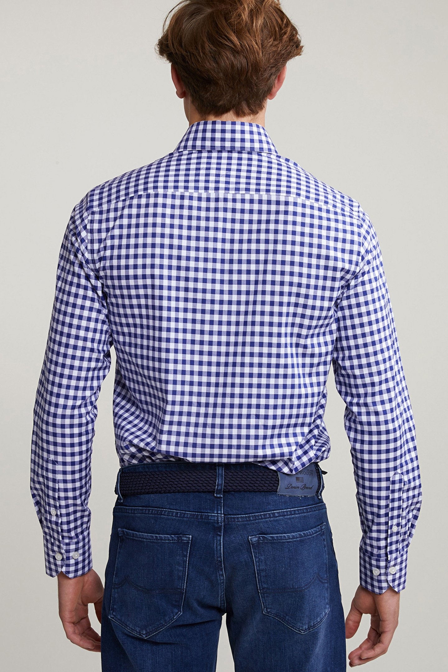 CUSTOM FIT CHECKED SHIRT IN BLUE/WHITE 2