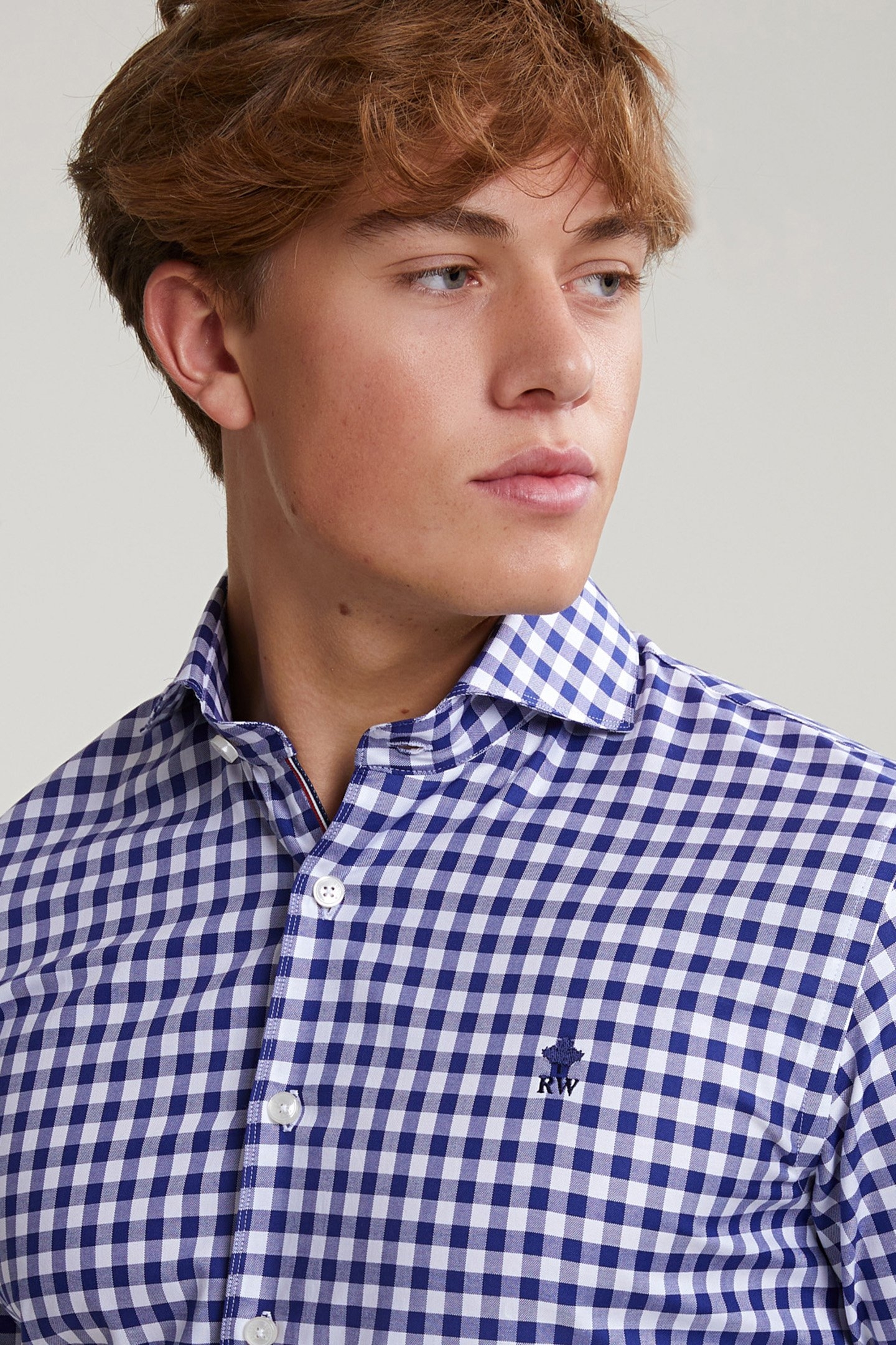 CUSTOM FIT CHECKED SHIRT IN BLUE/WHITE 4