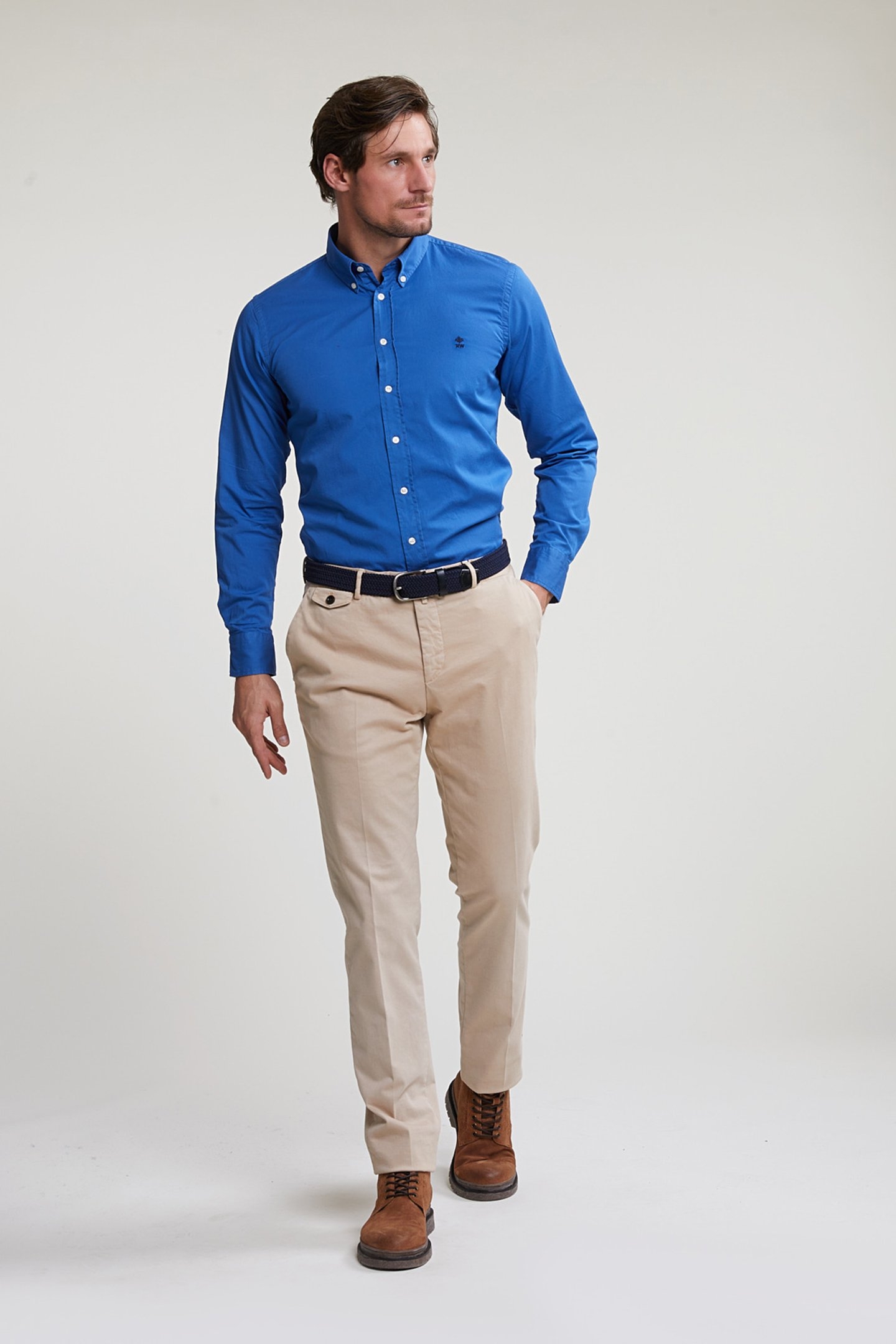 CUSTOM FIT UNI COTTON SHIRT CROWN BLUE 3