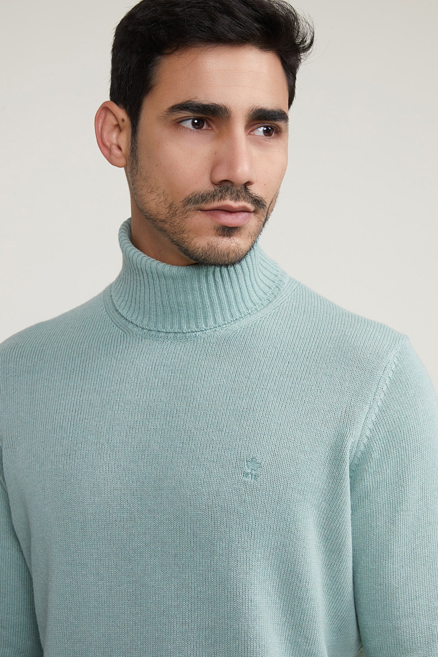 LOOSE DIT WOOL-CASHMERE ROLL NECK SWEATER CAPE GREEN MIX 4