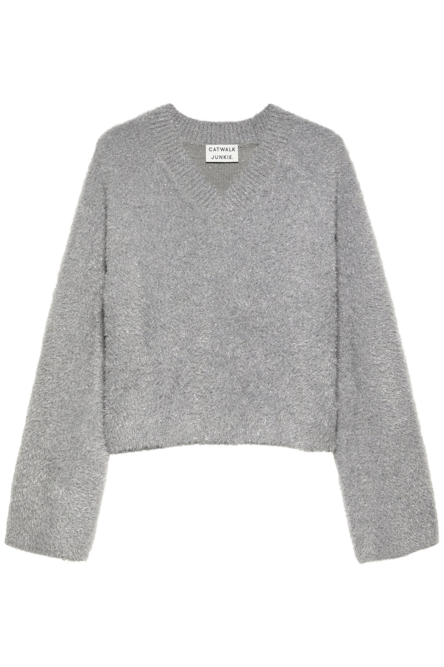 VNECK FUZZY LUREX KNIT DECEMBER SKY 3