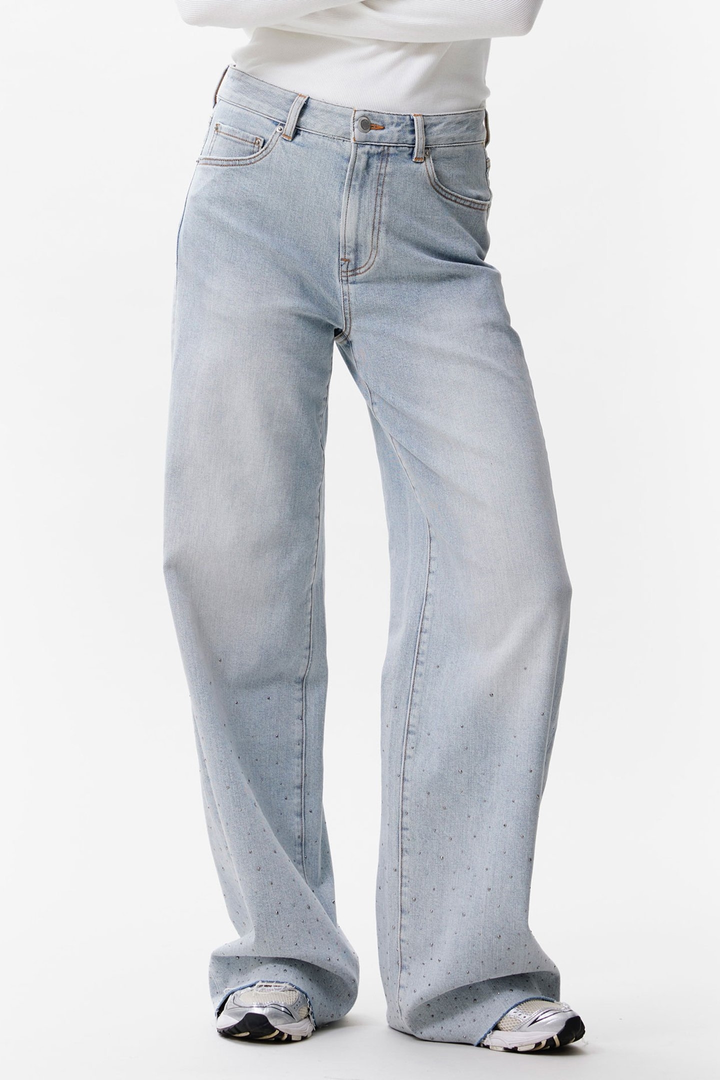 LOOSE FIT JEANS WITH METALLIC STRASS BLUE 1