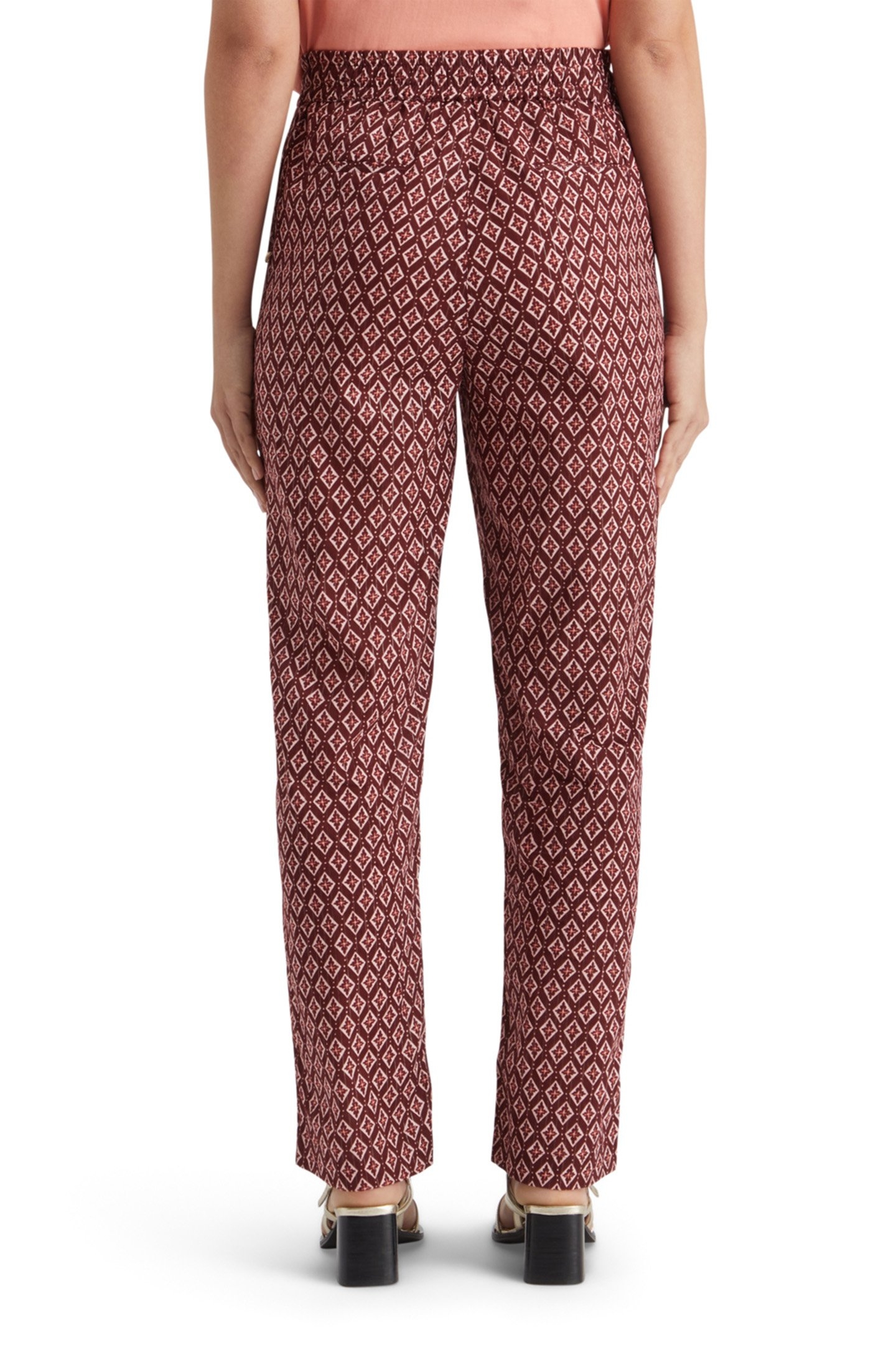 GIA BLOCK PRINT PULL ON PANT GEO FLOWER BORDEAUX 2