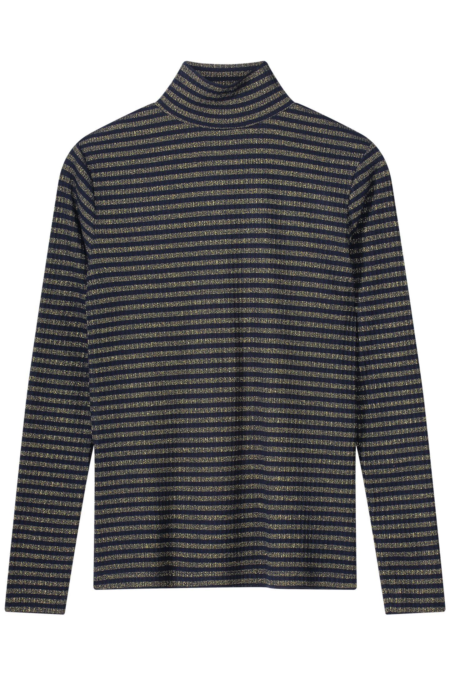 TURTLE NECK TOP LUREX RIB STRIPE MIDNIGHT BLUE 3