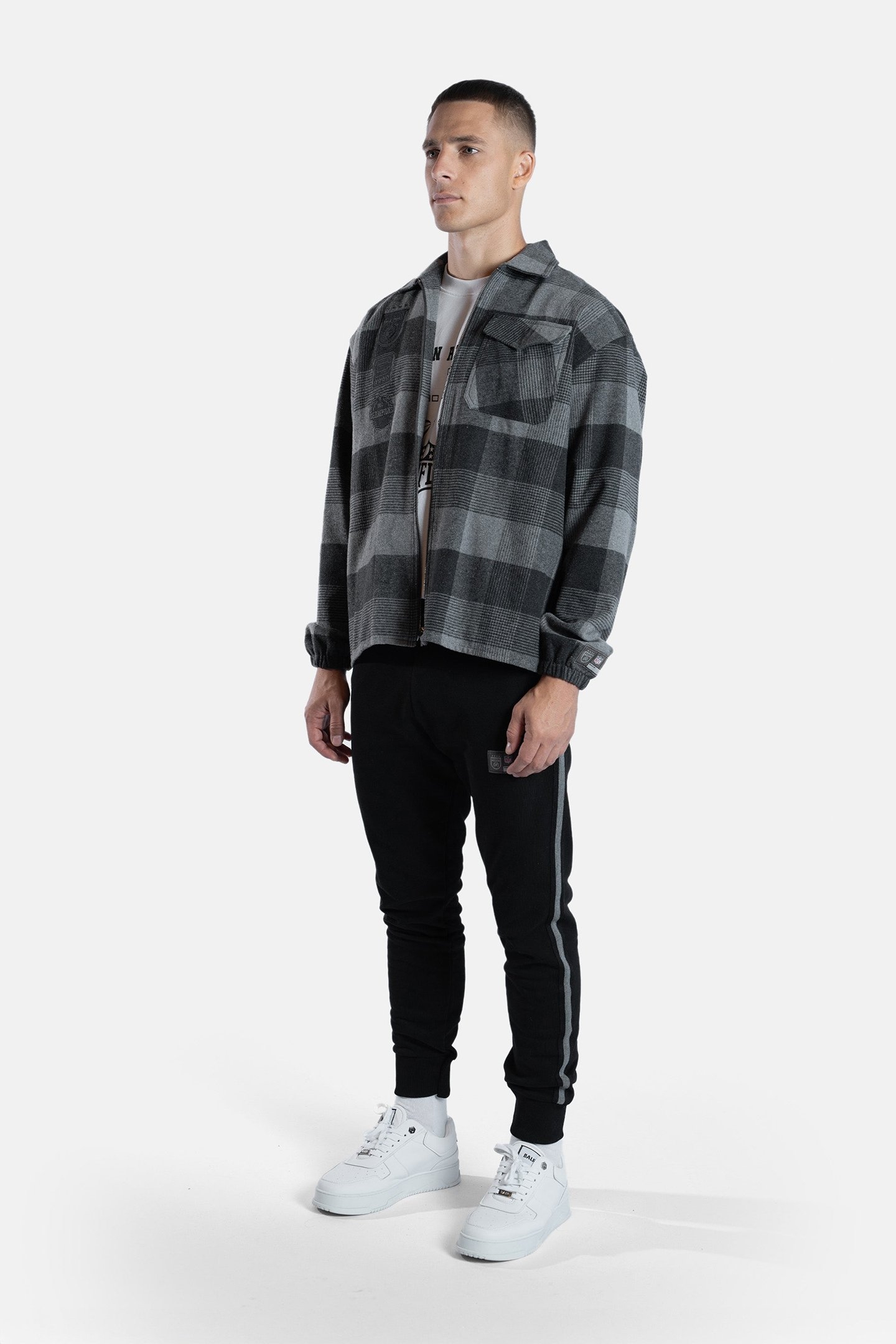 NFL X BALR. BOX FLANNEL SHIRT JET BLACK 6