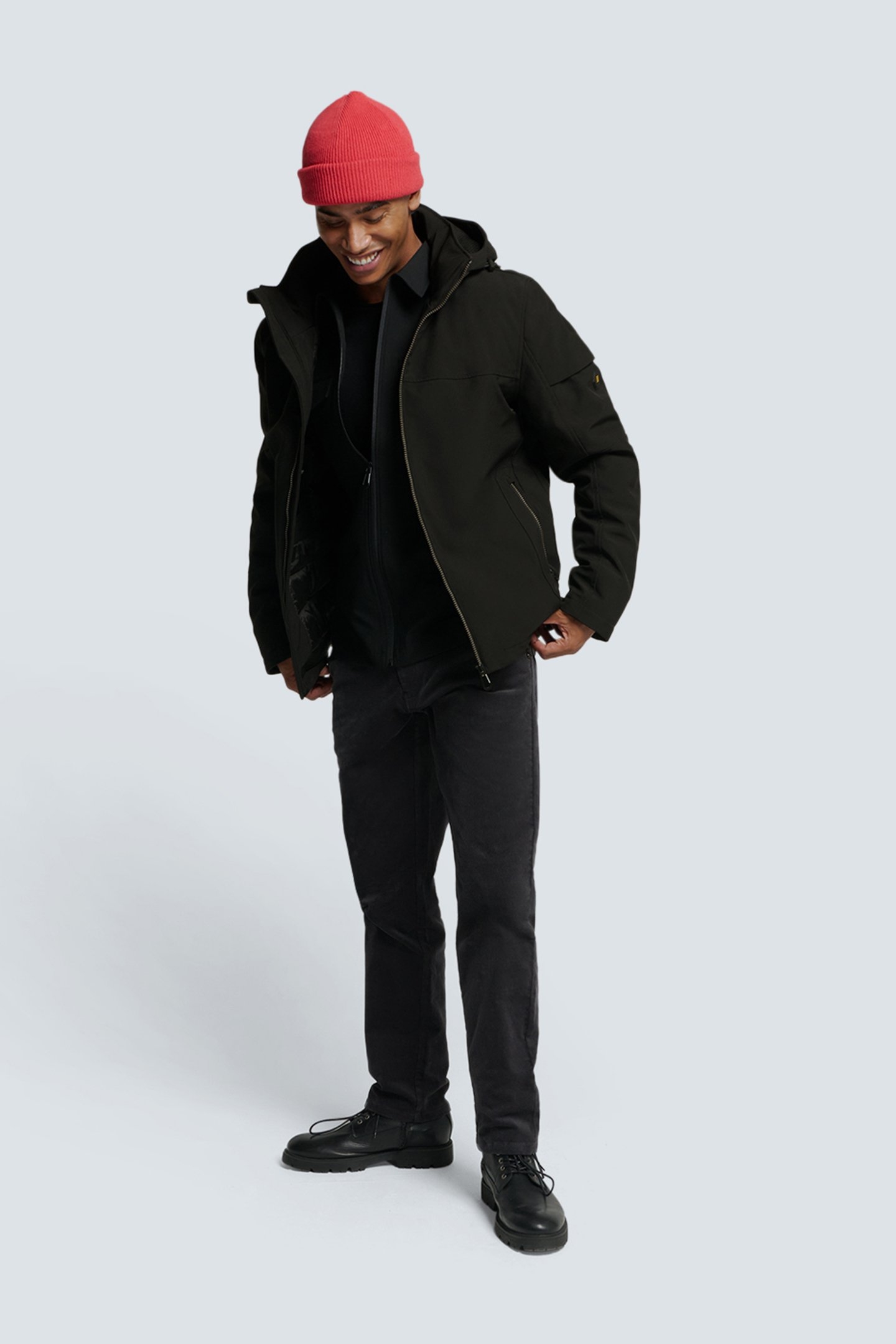 JACKET SHORT FIT HOODED SOFTSHELL STRETCH BLACK 3