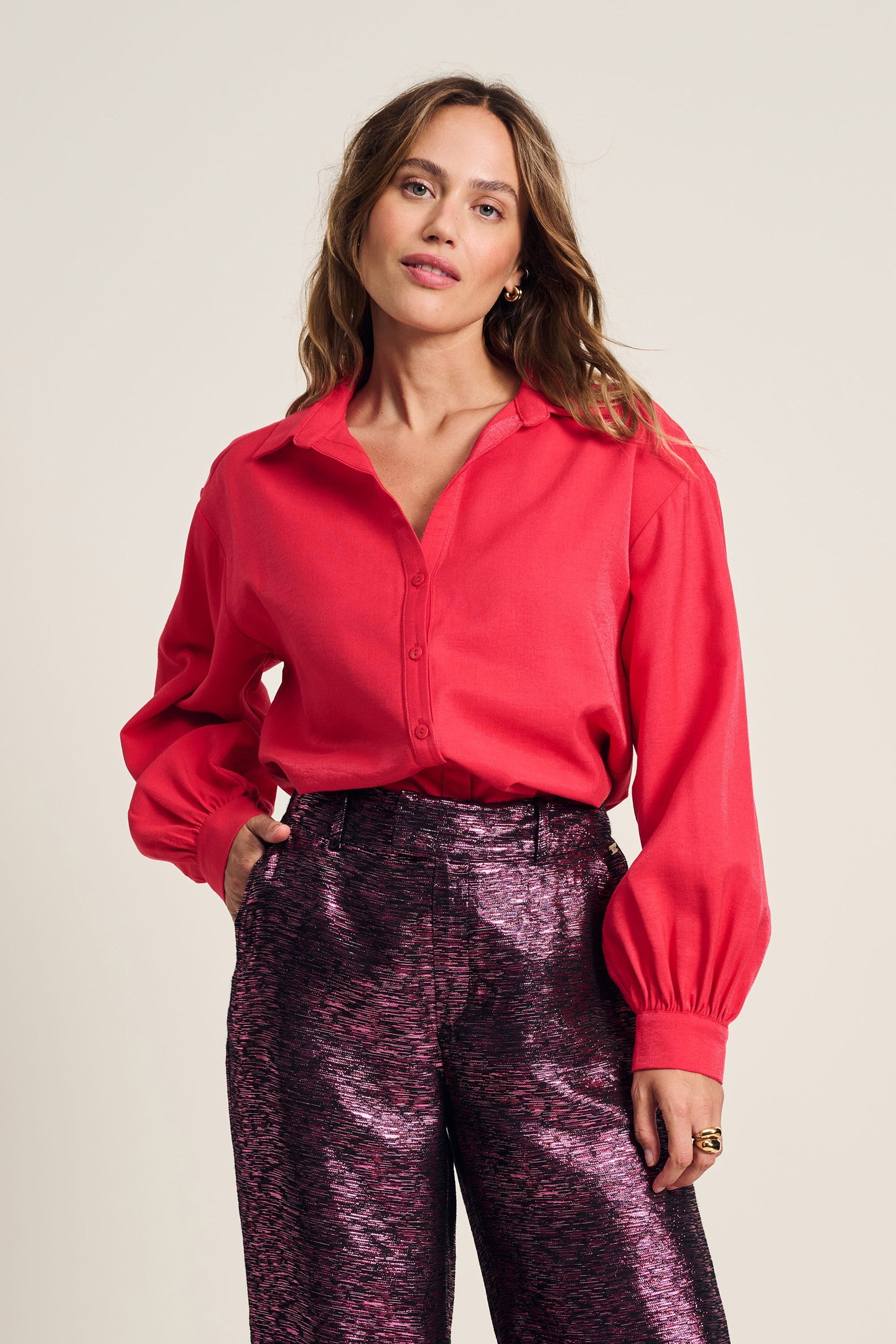 BLOUSE - VIOLET SHIMMER VIBRANT PINK 5