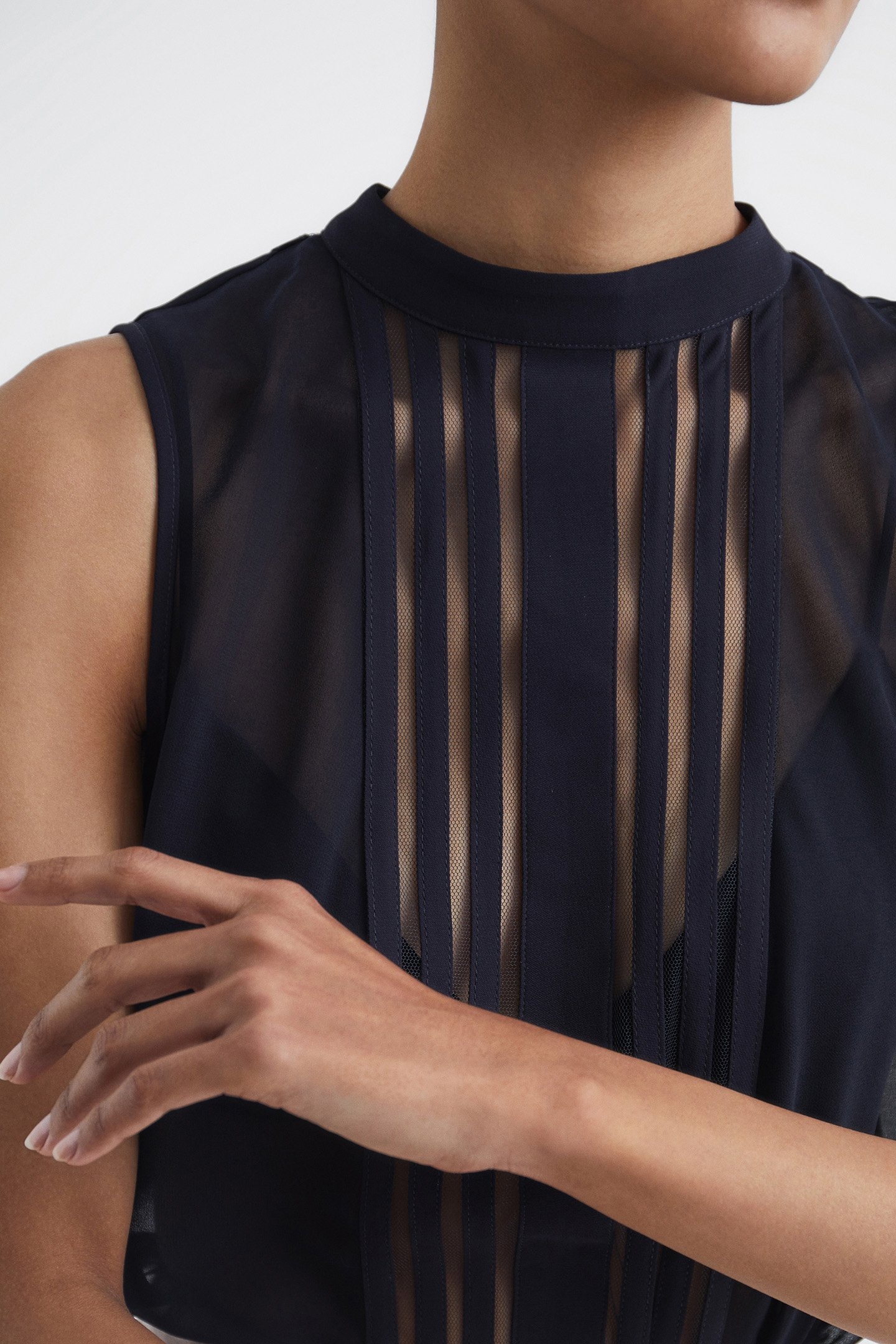 EMERY-SHEER STRIPE PANEL NAVY 7