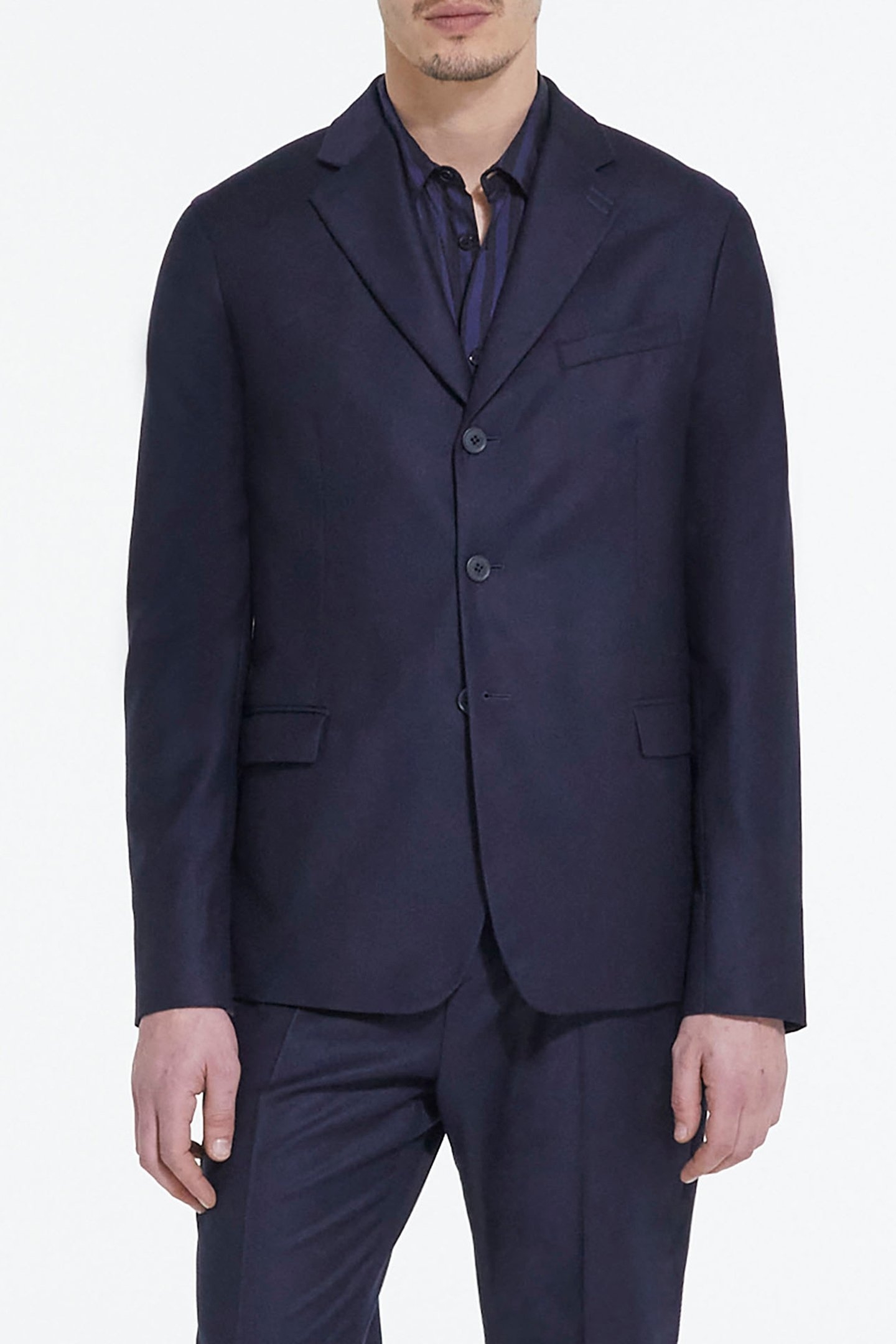 WOOL SUIT JACKET WITH FLAP POCKETS NAVY 1
