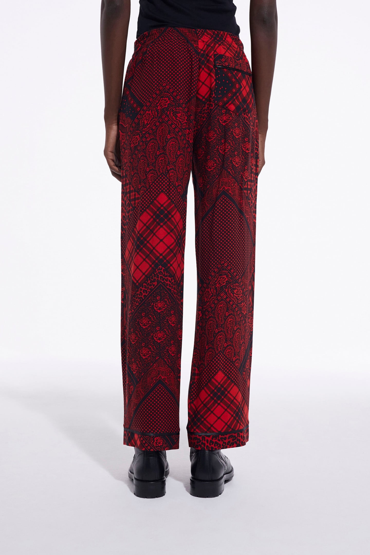 STRAIGHT FLOWING PANTS RED/BLACK 2