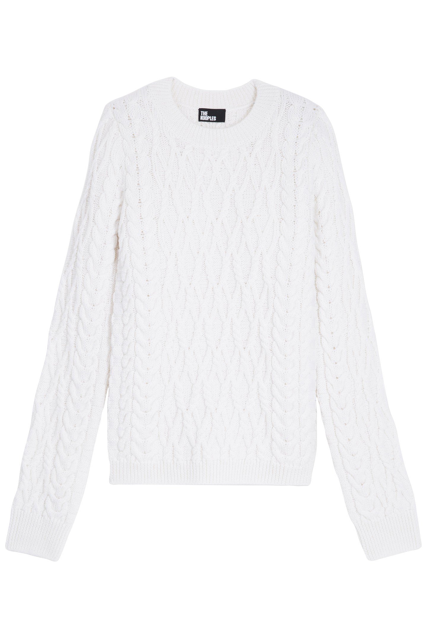 CABLE WOOL ROUND NECK SWEATER WHITE 5