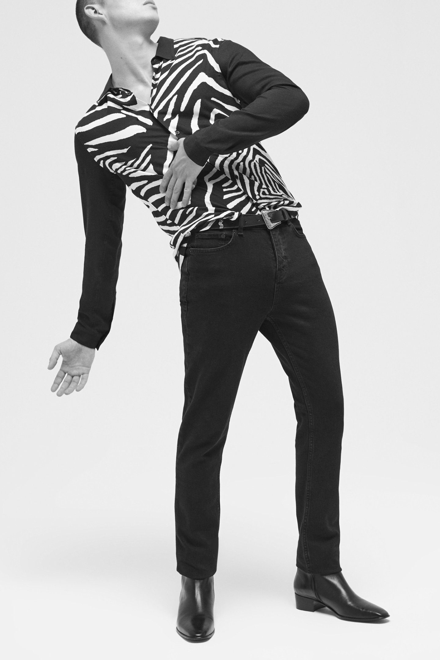 TWO-TONE ZEBRA PRINT CHEMISE BLACK WHITE 6