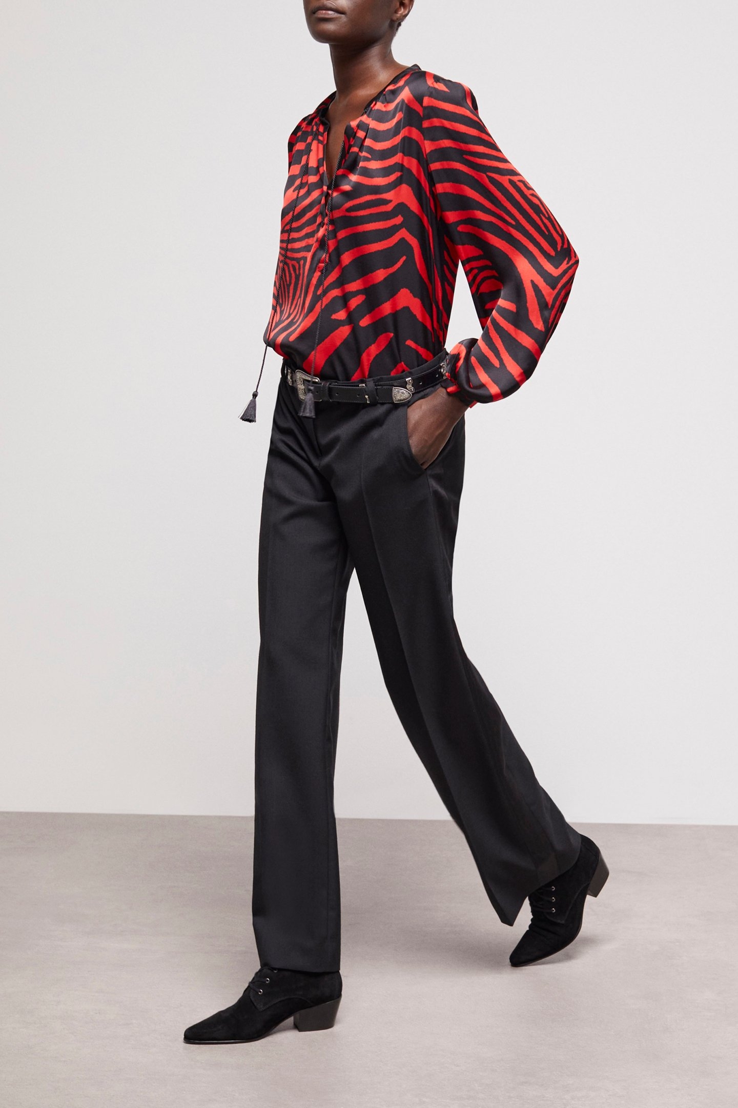 SUIT FIT PANTS MOIRE RIB FABRIC BLACK 3