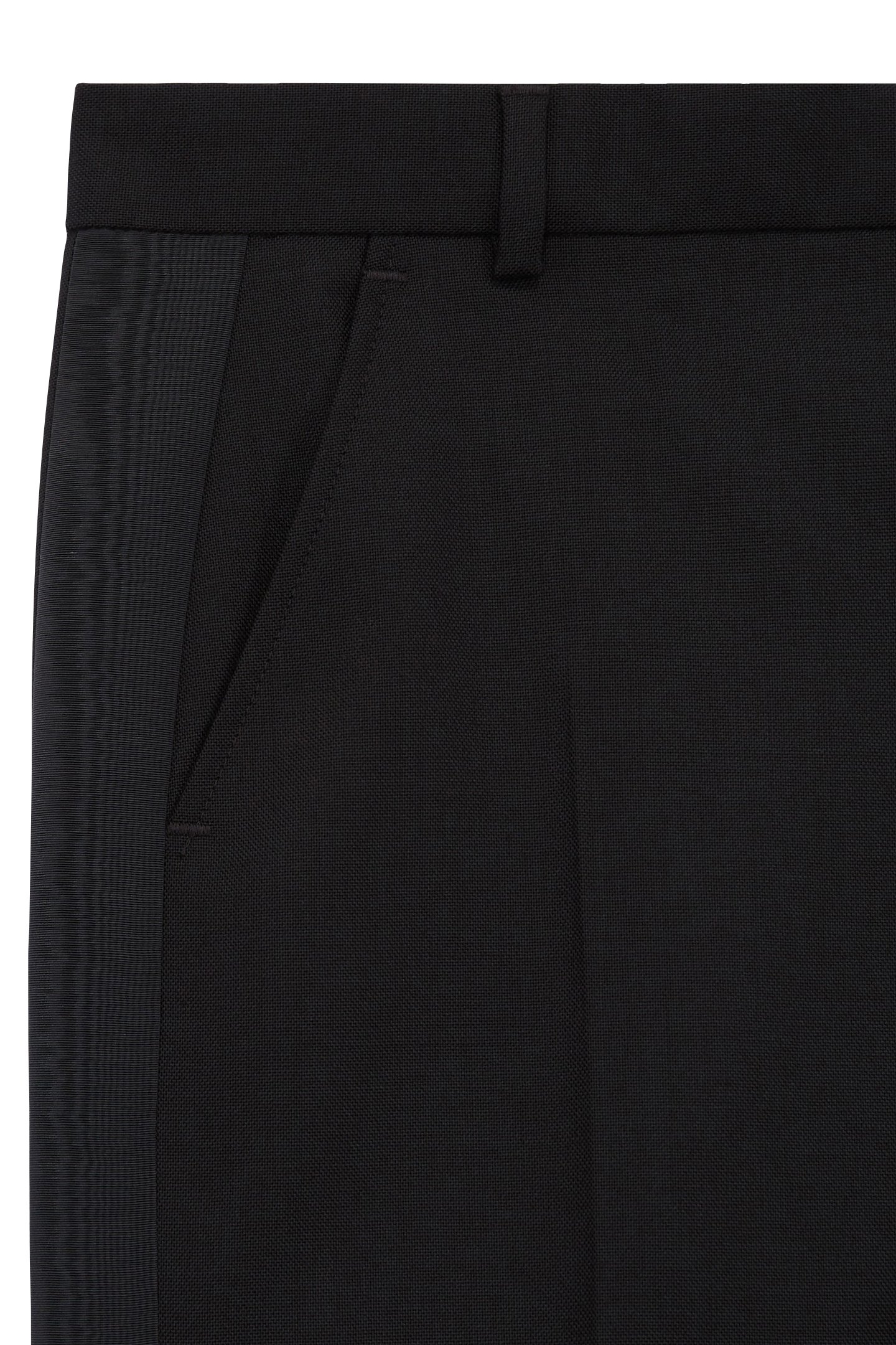 SUIT FIT PANTS MOIRE RIB FABRIC BLACK 5