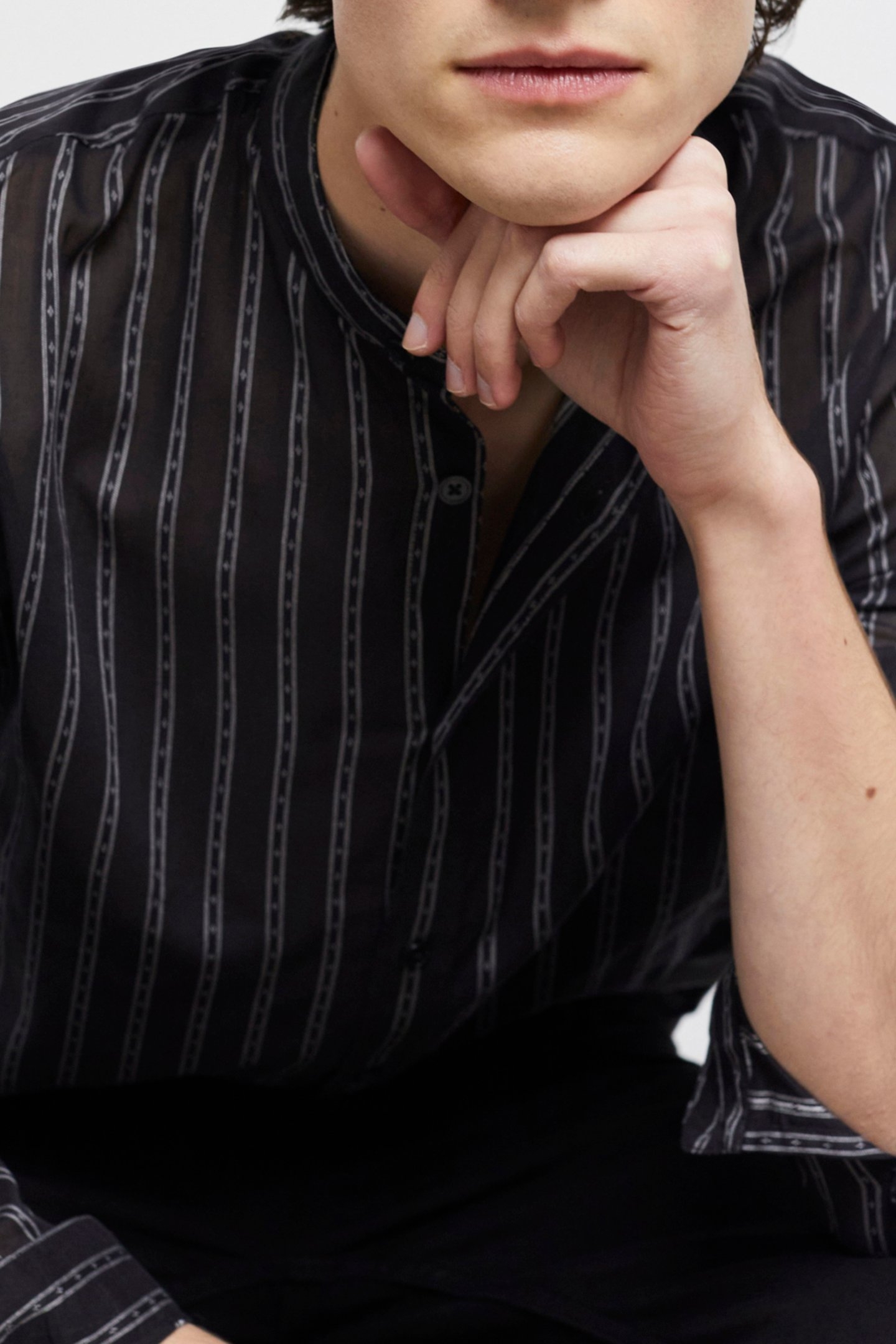 TUNISIAN COLLAR SHIRT BLACK 3