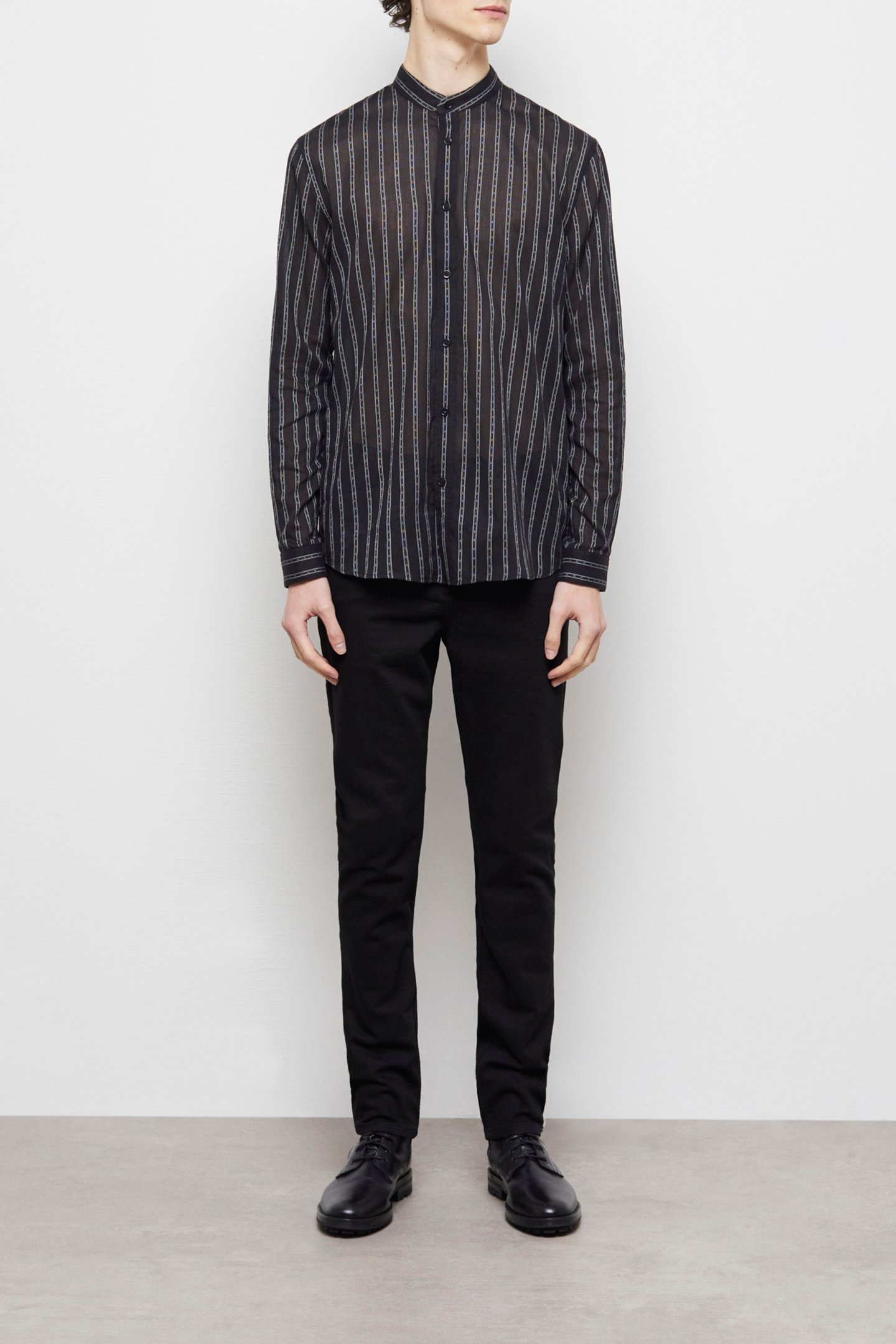 TUNISIAN COLLAR SHIRT BLACK 1