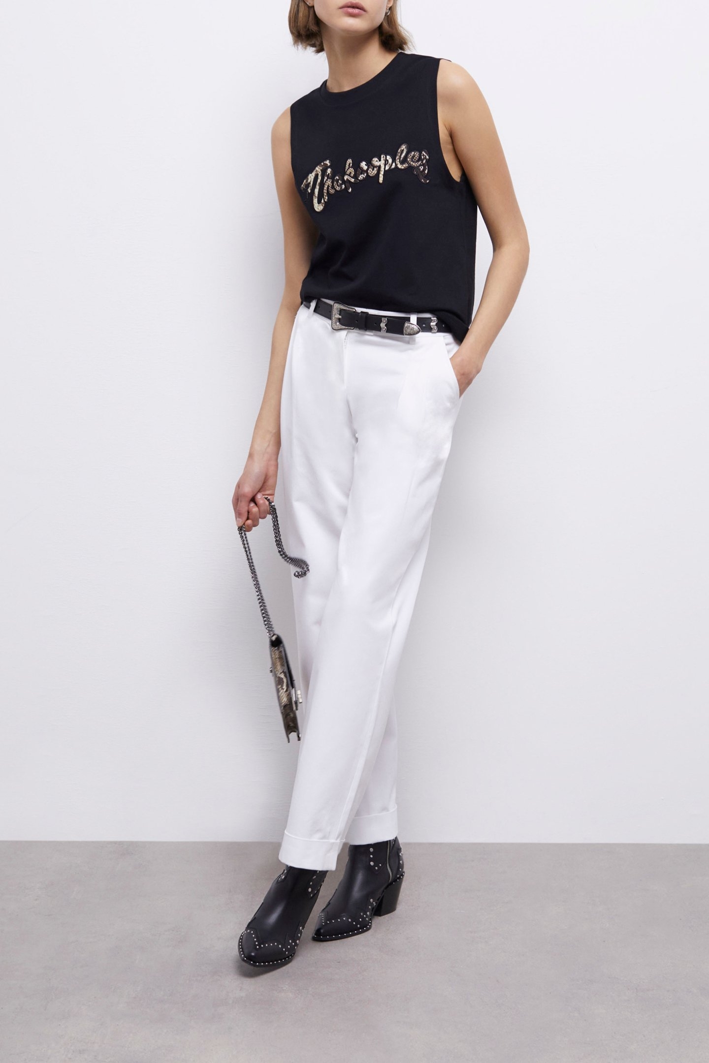 PLEATED TROUSERS WITH TURNS WHITE 4