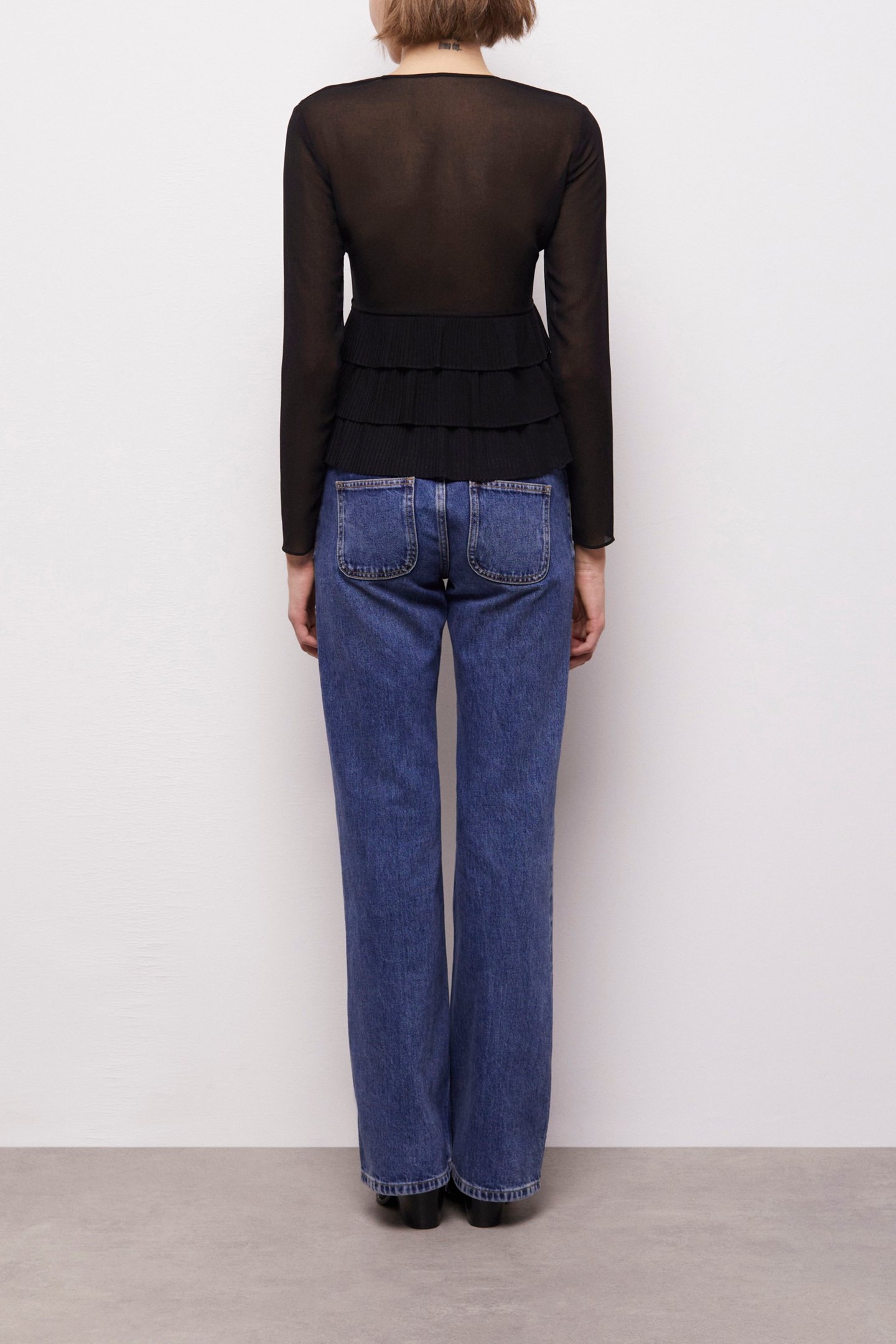 LONG-SLEEVED TOP WITH A V-NECK BLACK 3