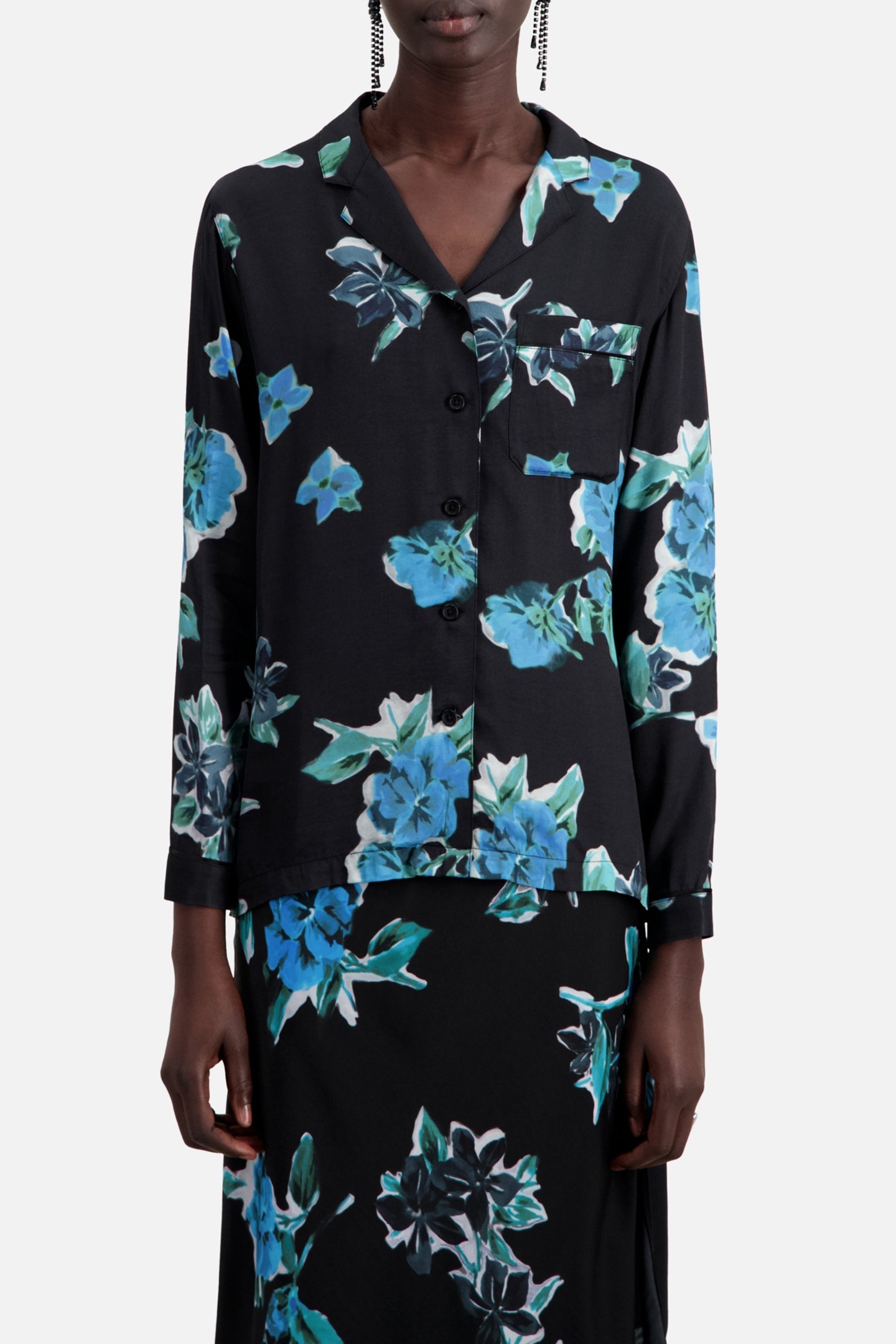 LONG SLEEVE SHIRT WITH CLASSIC COLLAR BLACK BLUE 1