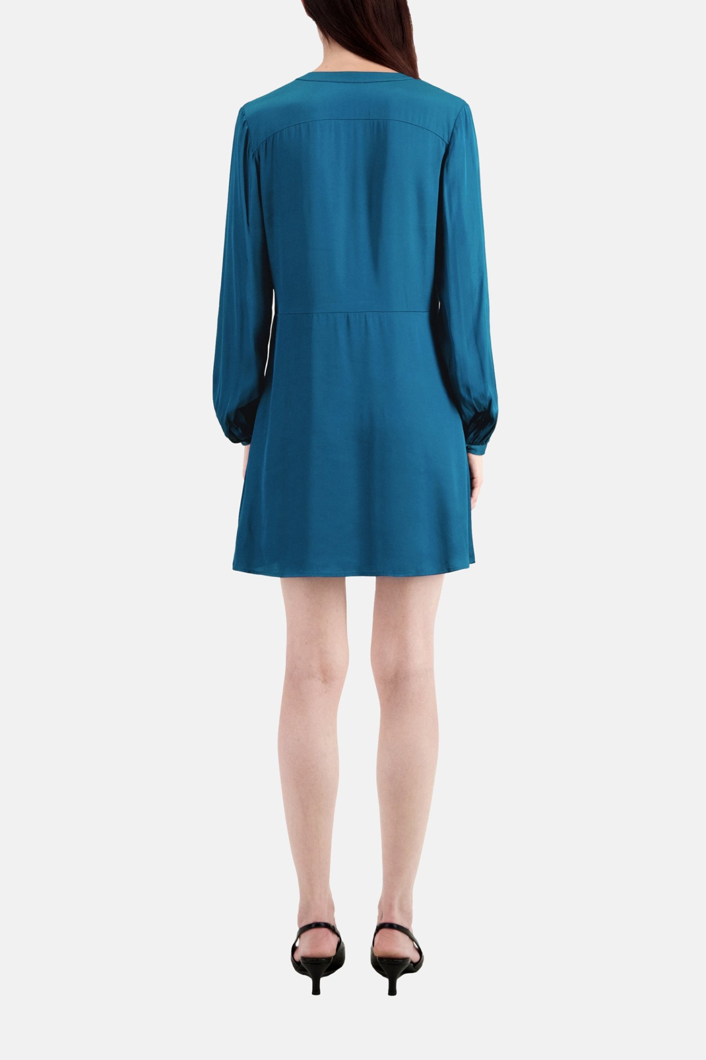 PLEATED 3/4 SLEEVE DRESS MEDIUM BLUE 3