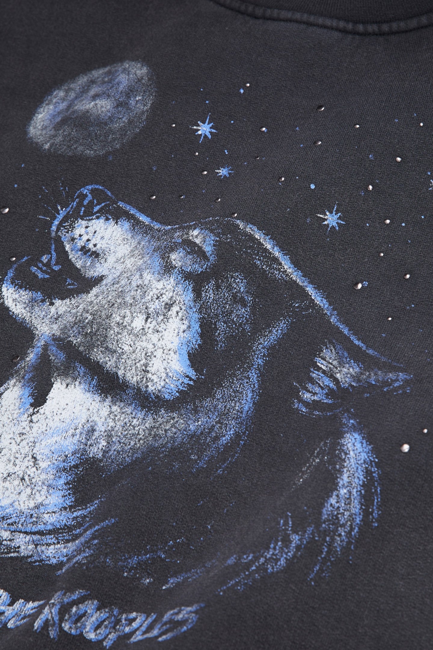 SWEAT WASH WITH WOLF PRINT BLACK WASHED 5