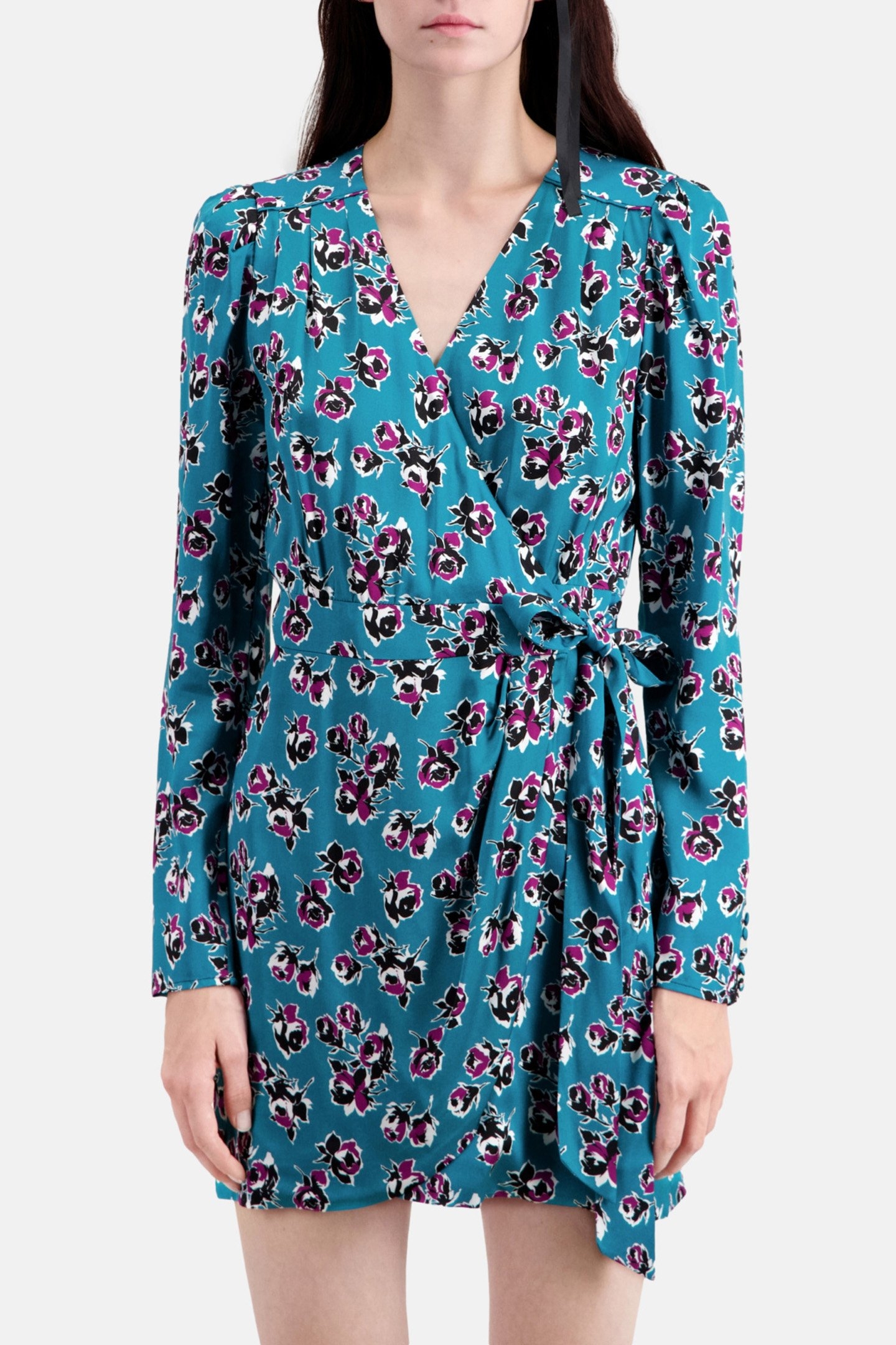 SHORT DRESS WITH LONG SLEEVES PINK-BLUE 1