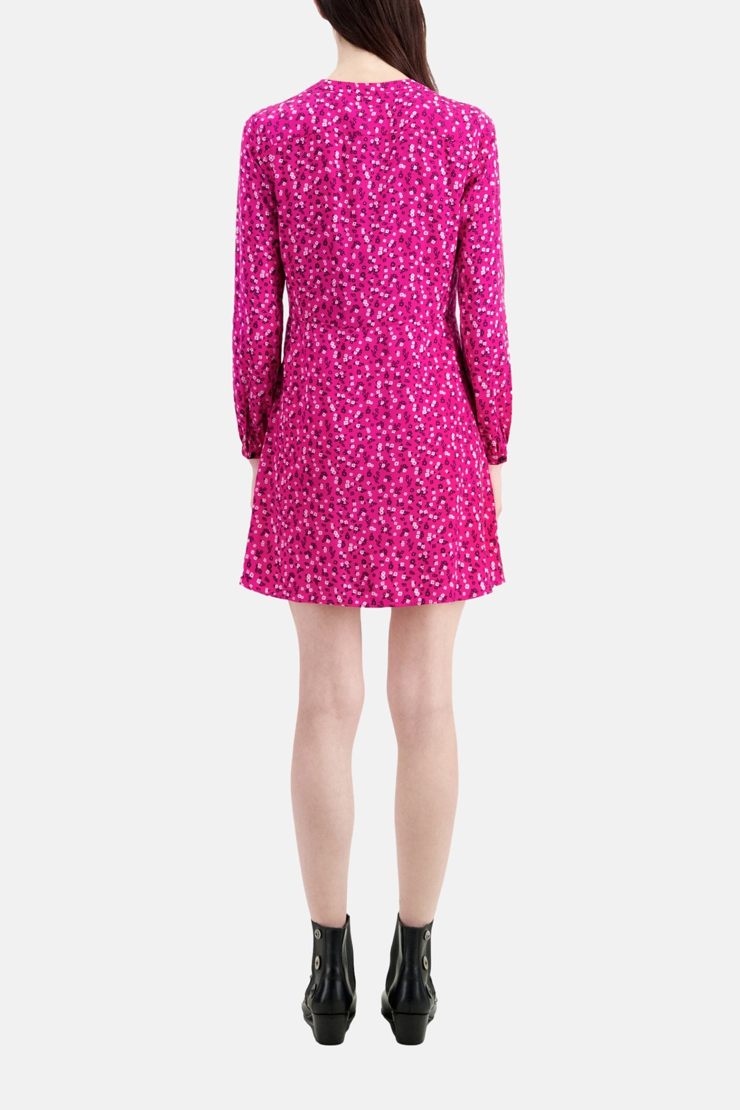 SHORT DRESS WITH PLEATED DETAIL PINK BLACK 3