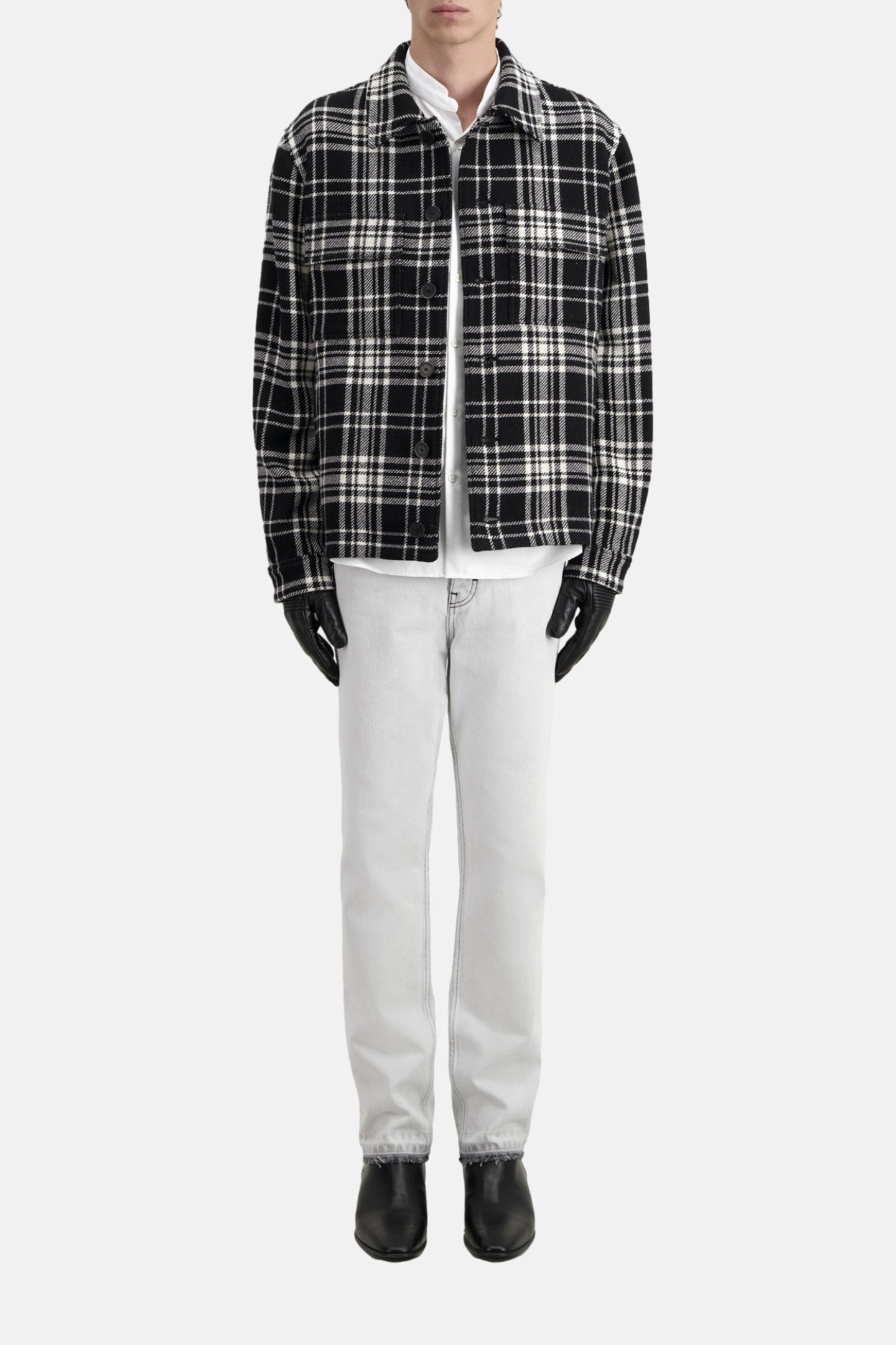 UNLINED OVERSHIRT JACKET BLACK WHITE 3