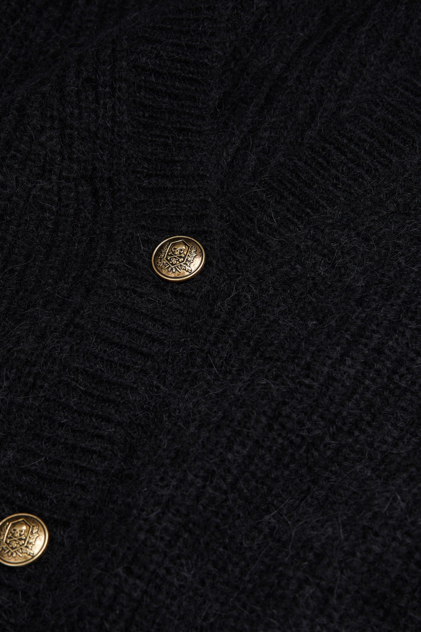 PEARL AND POINTELLE RIB CARDIGAN BLACK 5