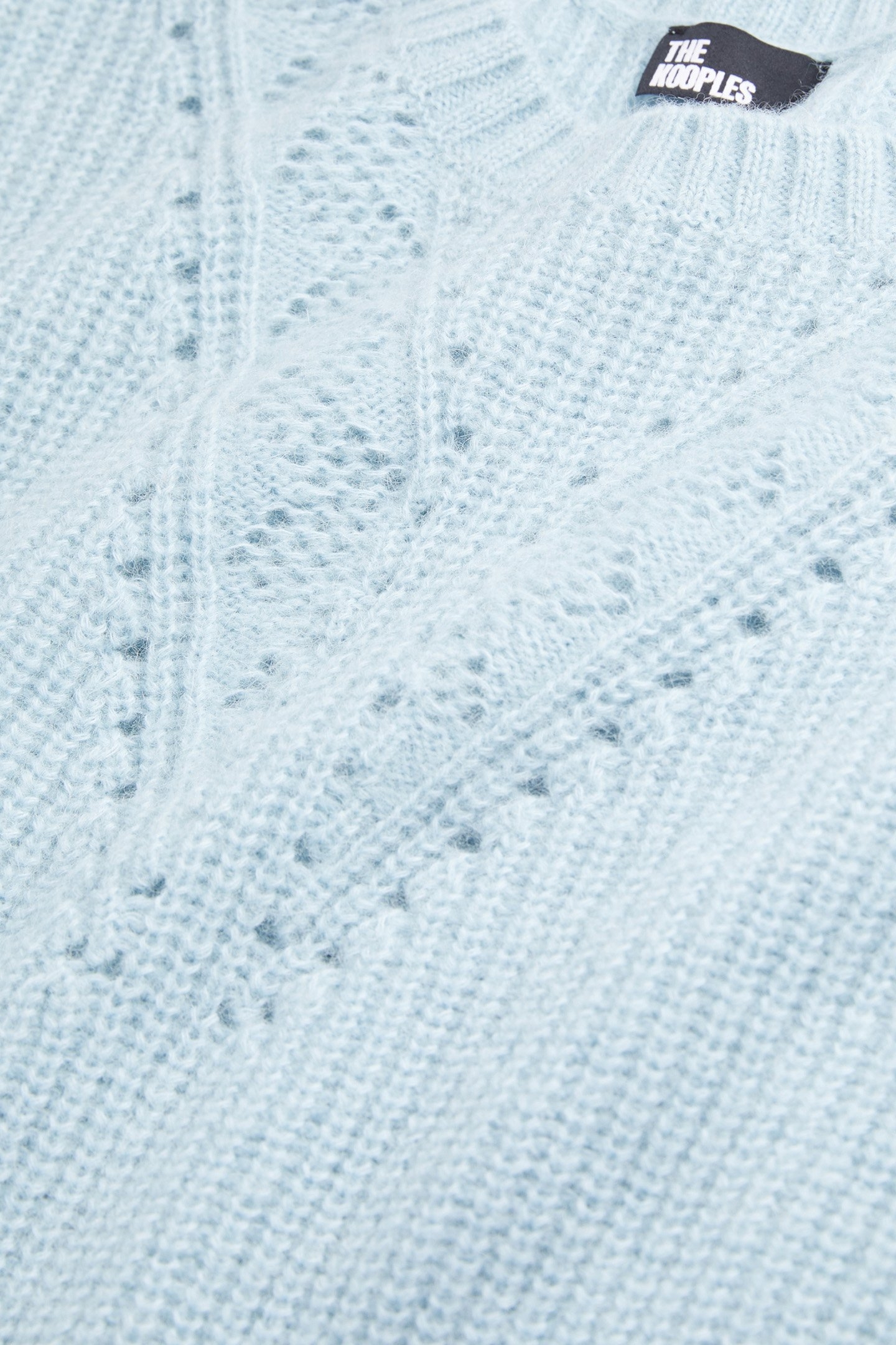 ROUND NECK SWEATER IN PEARL AND POINTELLE RIB BLUE GREY 5