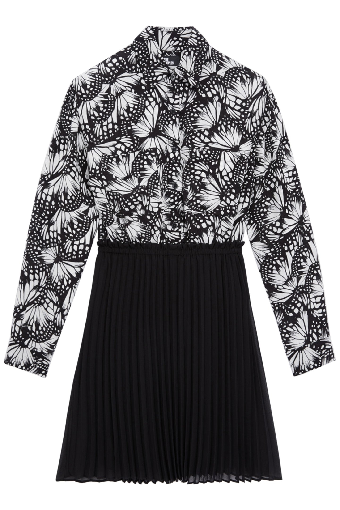 DRESS TOP SHIRT BOTTOM PLEATED SKIRT BLACK WHITE 1
