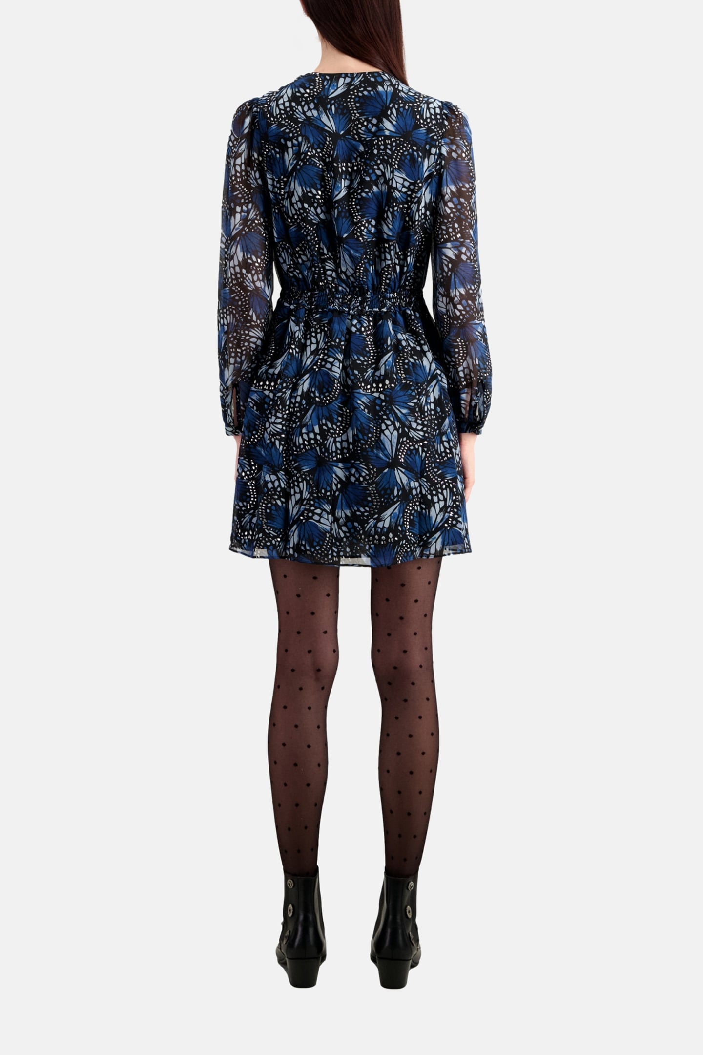 SHORT FOIL WRAP DRESS BLUE 3