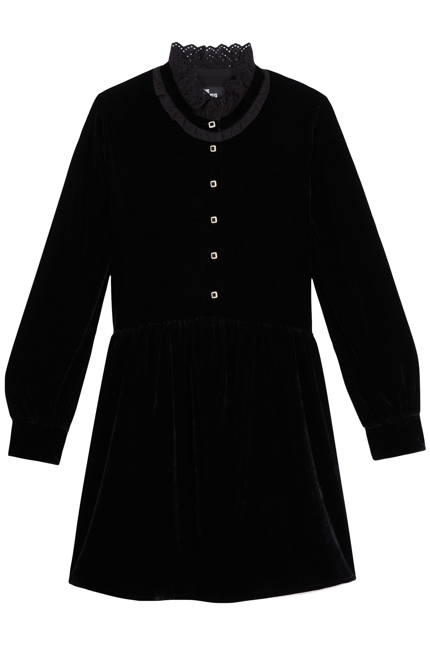 SHORT DRESS ML COLLAR WITH BRODERIE ENGLISE BLACK 1