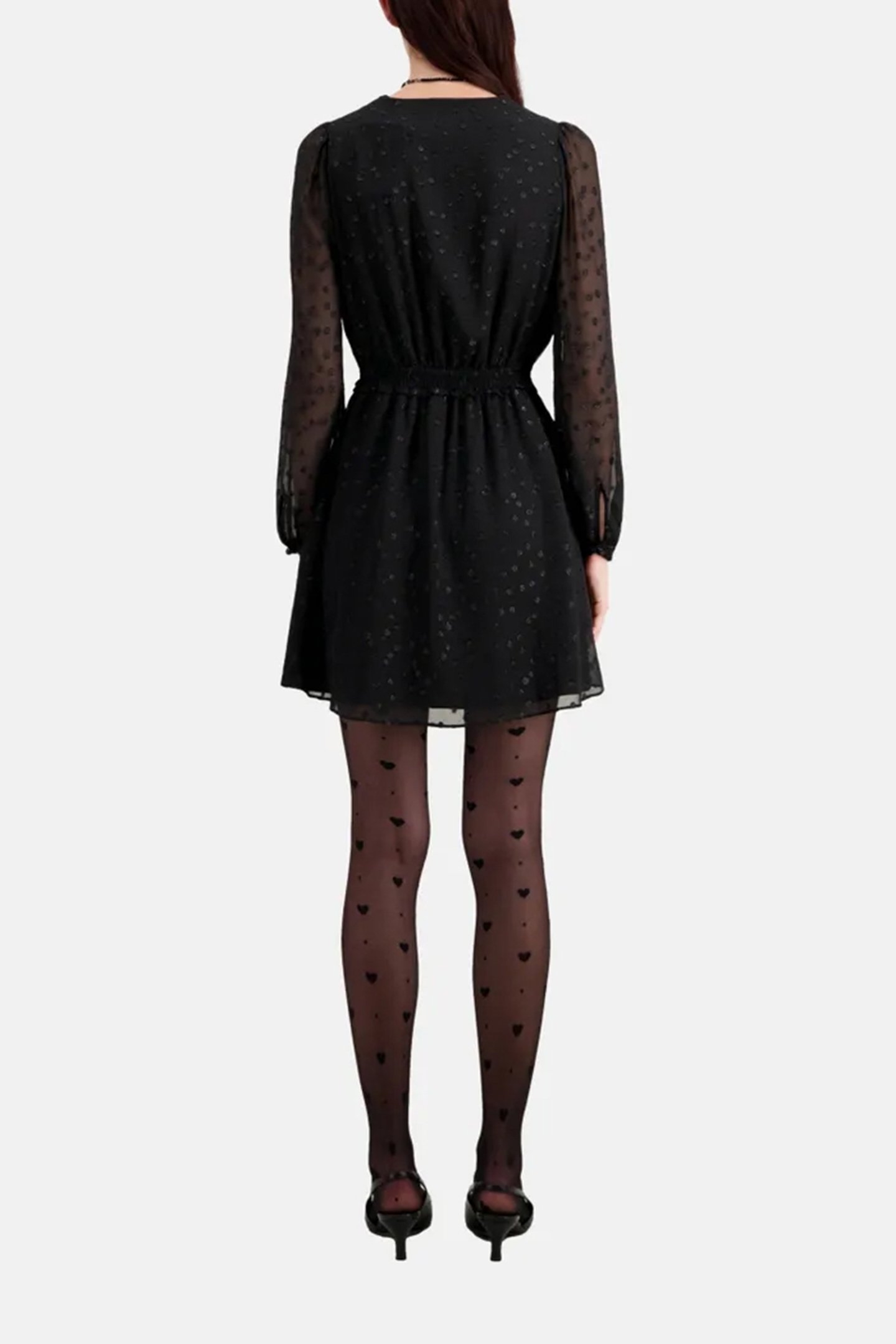 SHORT DRESS WITH 3/4 SLEEVES AND CROSSED TOP BLACK 2