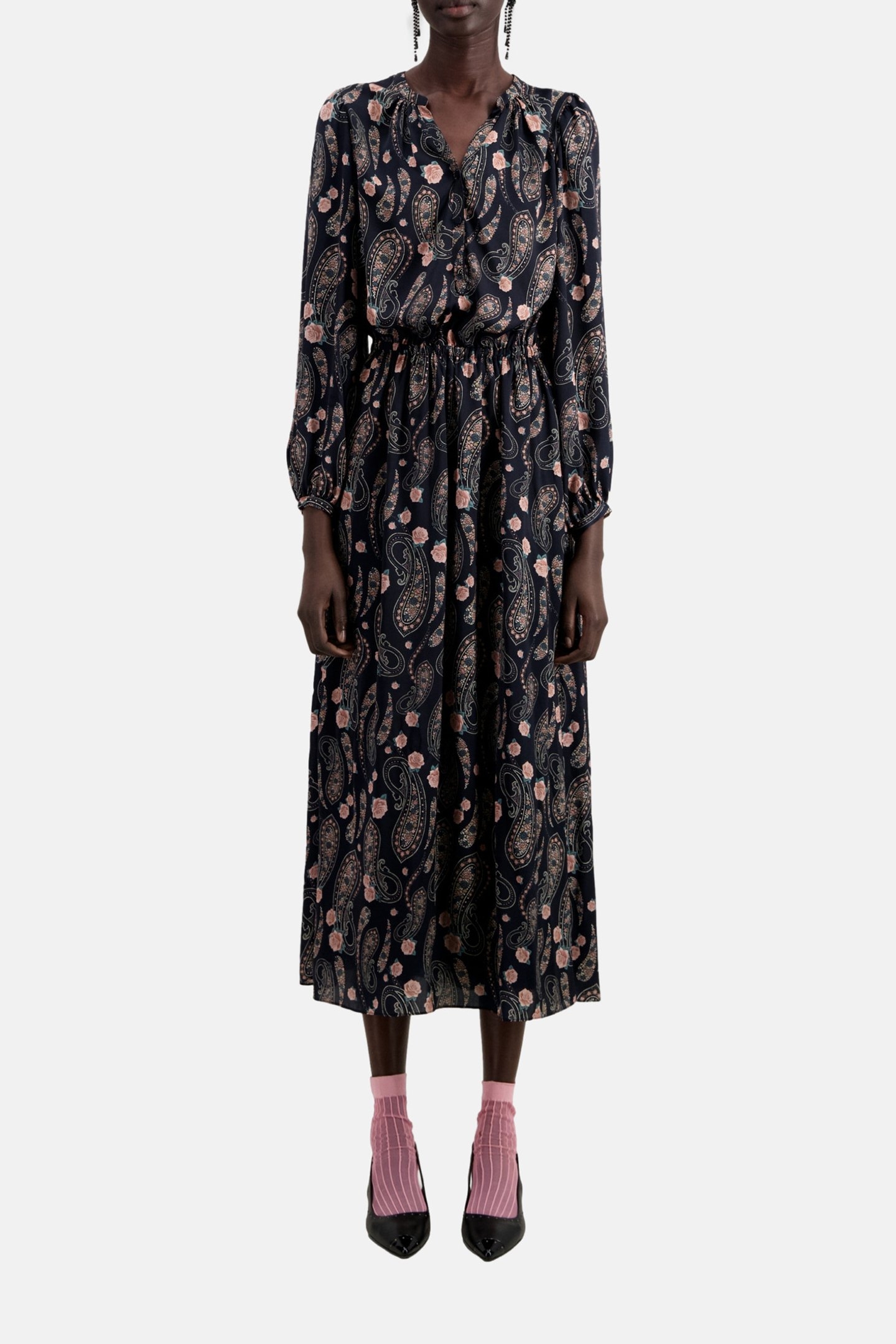 LONG DRESS WITH LONG SLEEVES BLACK/PINK 2