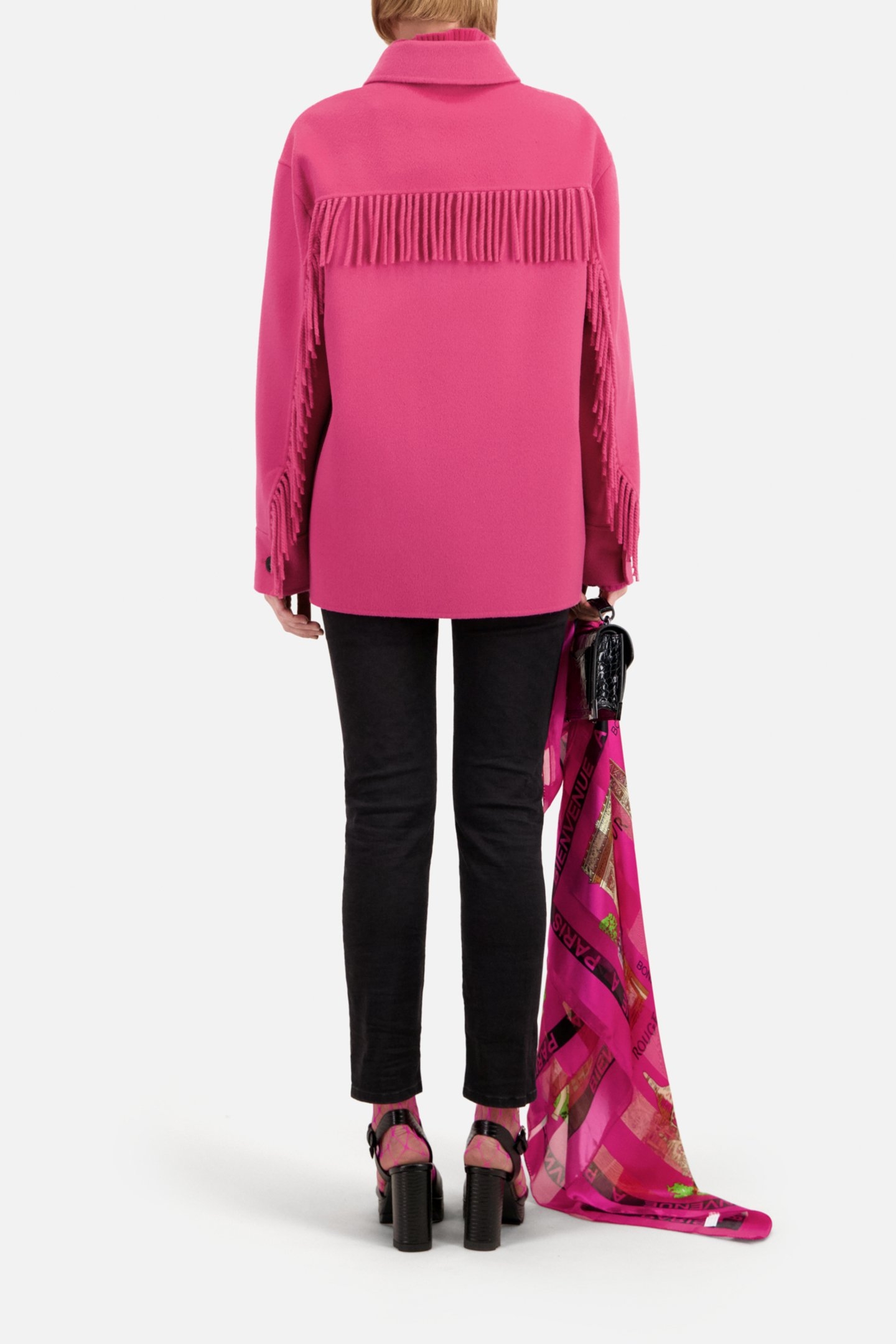 FRINGE DOUBLE FACE JACKET FUSHIA 3