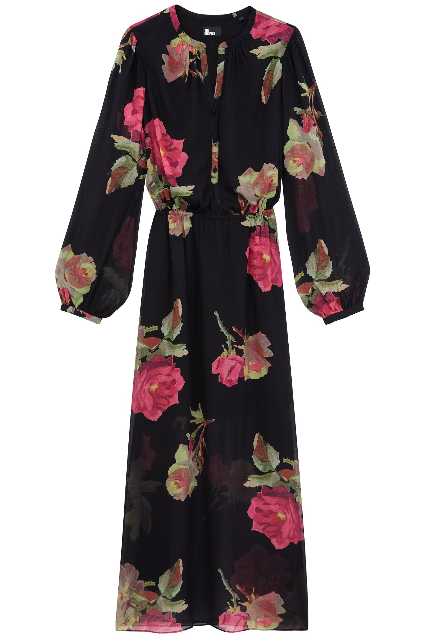 LONG PRINTED DRESS PINK BLACK 3