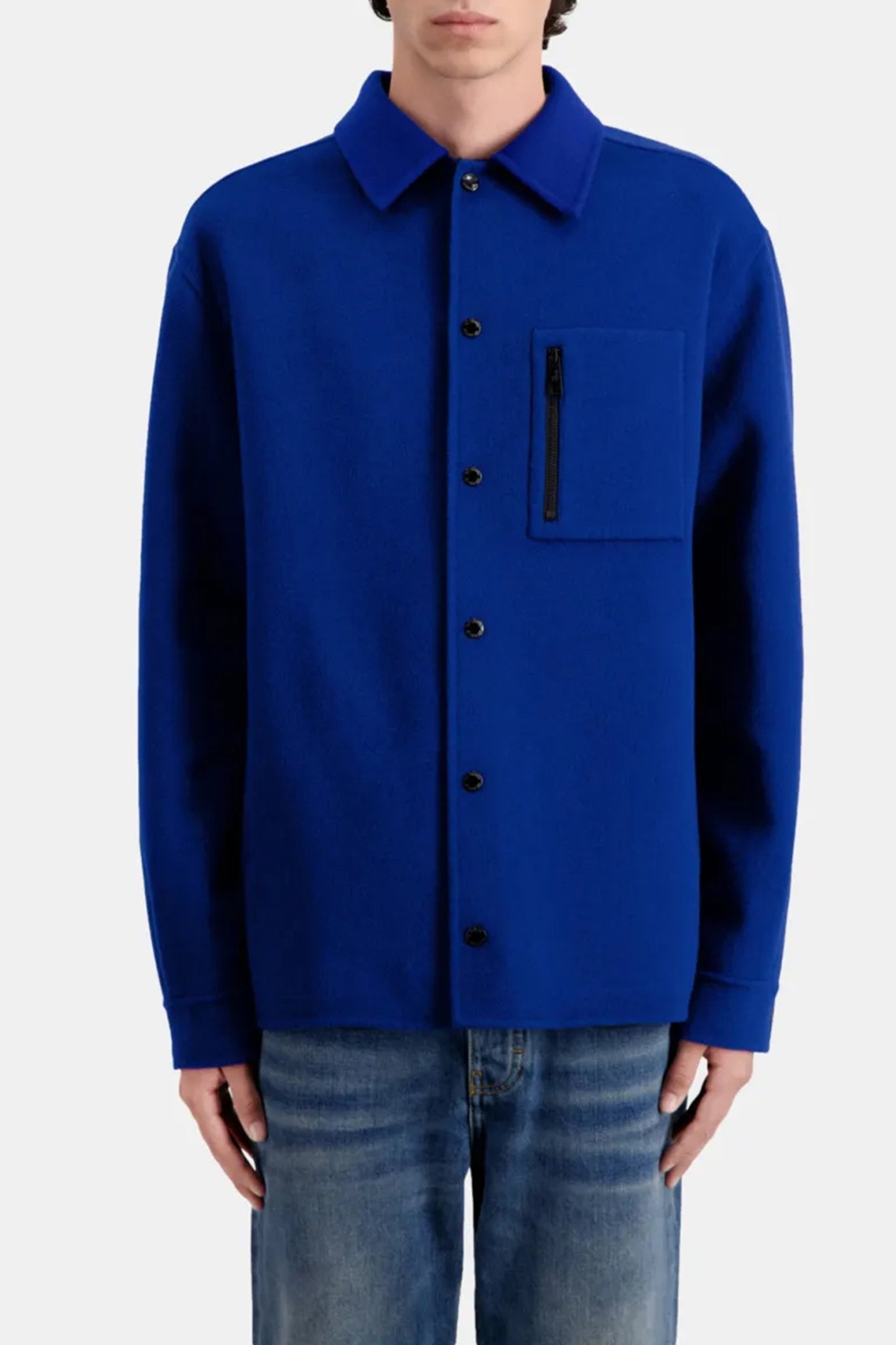 DOUBLE-SIDED WOOL JACKET WITH CHECKED INSIDE ROYAL BLUE-DARK 1