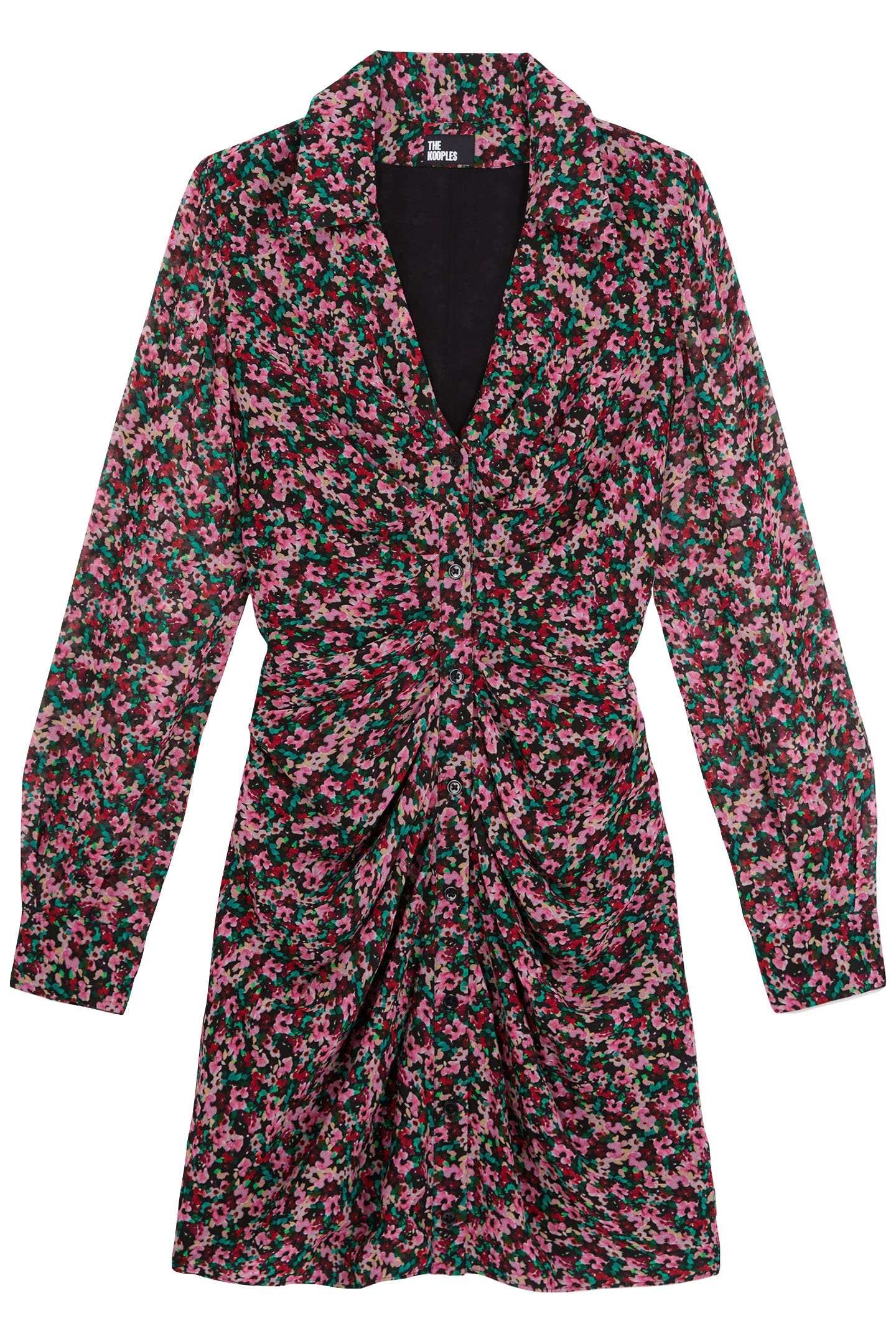 SHORT BUTTONED DRAPED DRESS MULTICOLOR 4