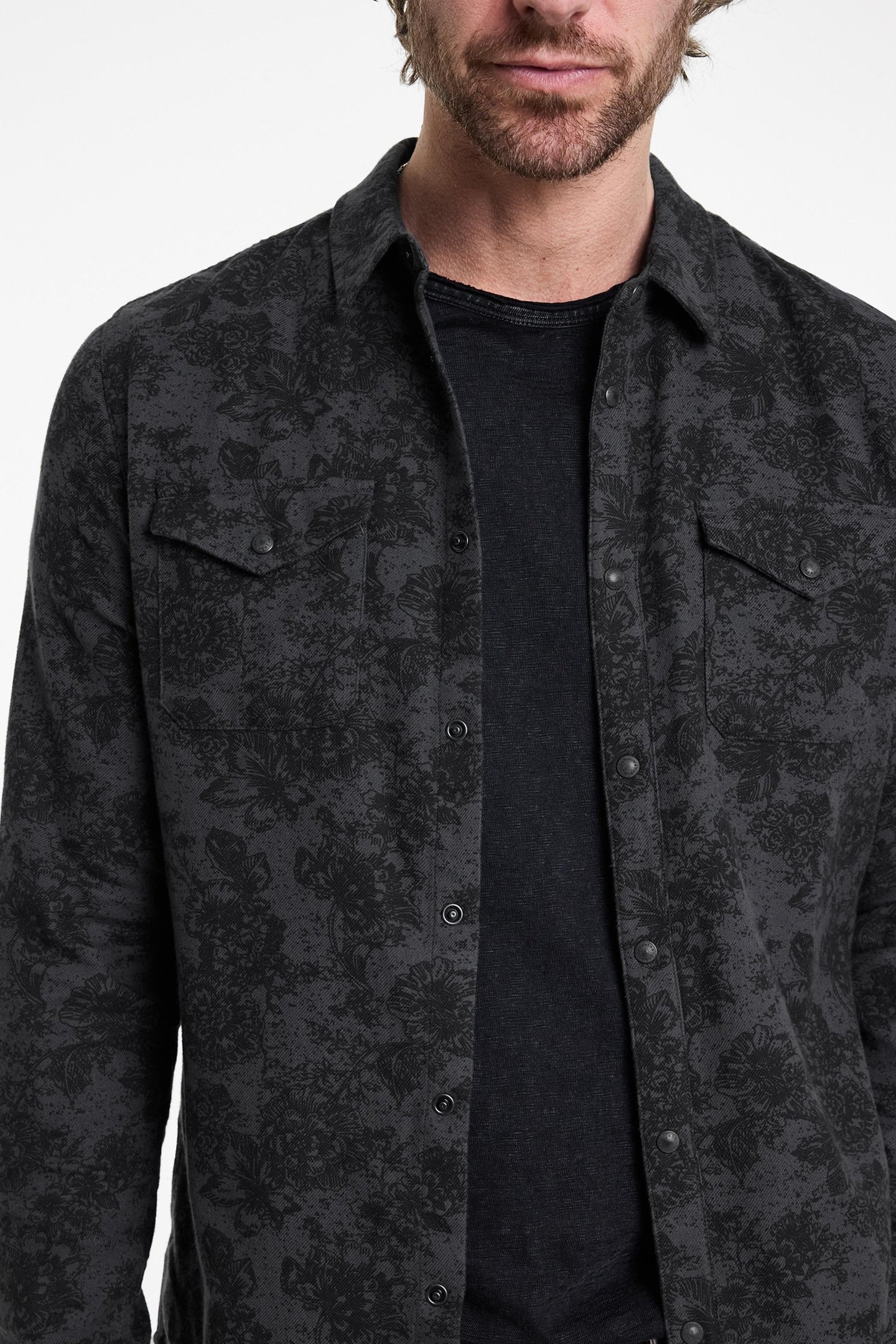 MARSHALL WESTERN SHIRT INFLORAL PRINT FL CONCRETE GRY 3