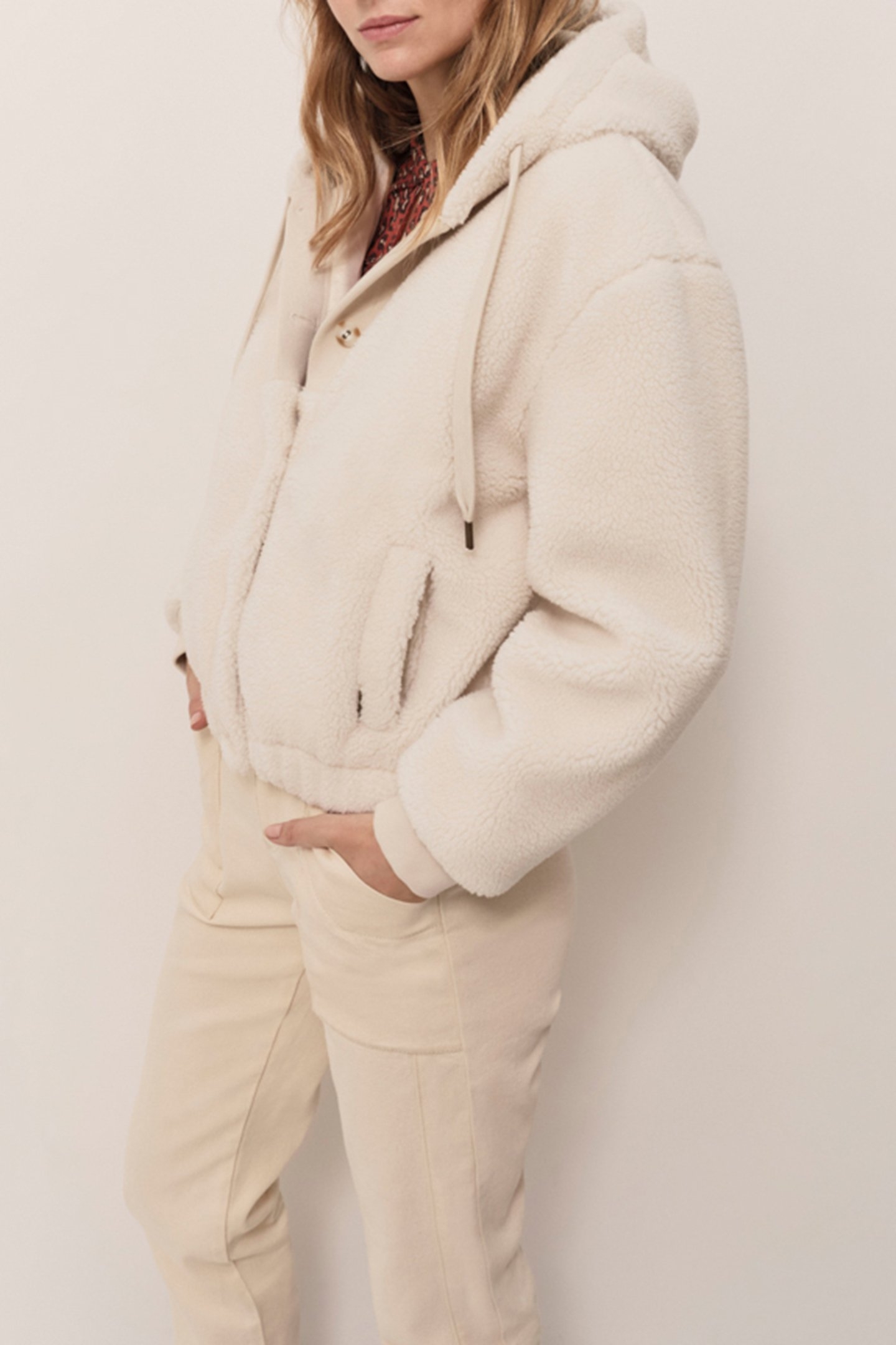 DALIA - IVORY SHERPA HOODED JACKET 4