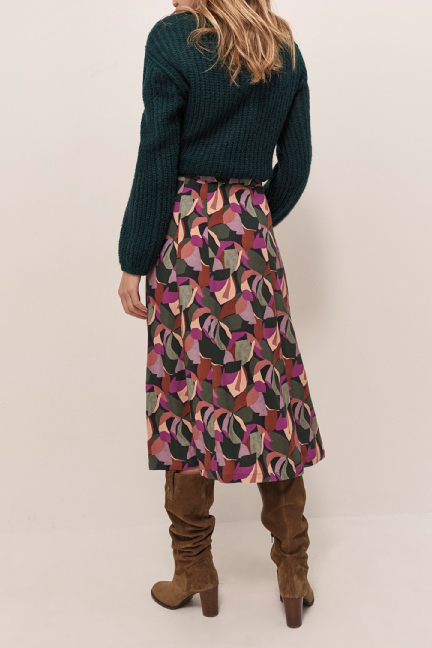 JOYAU - SYCAMORE MIDI SKIRT WITH ARTY PRINT IN COLOR 3