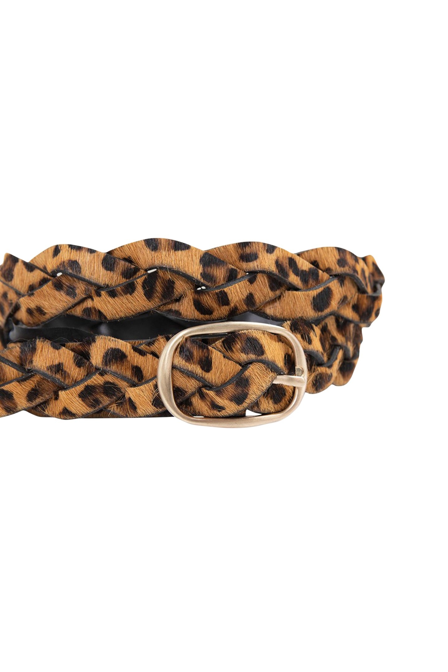 ALMA - BRAIDED LEATHER BELT WITH FOAL EFFECT AND LEOPARD PRI 2
