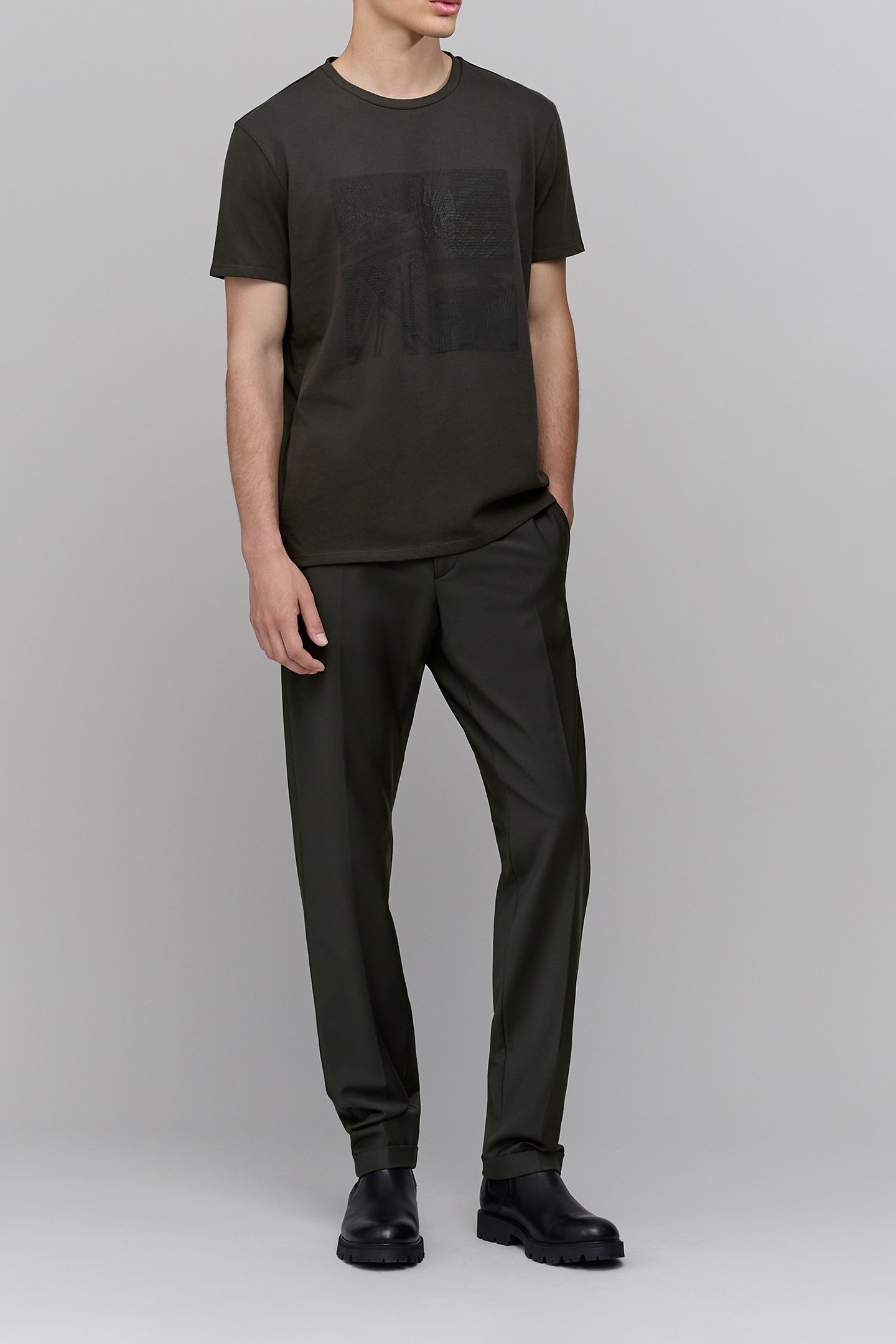 DARK GREEN DRY FAST T-SHIRT WITH RUBBER IMAGE 3