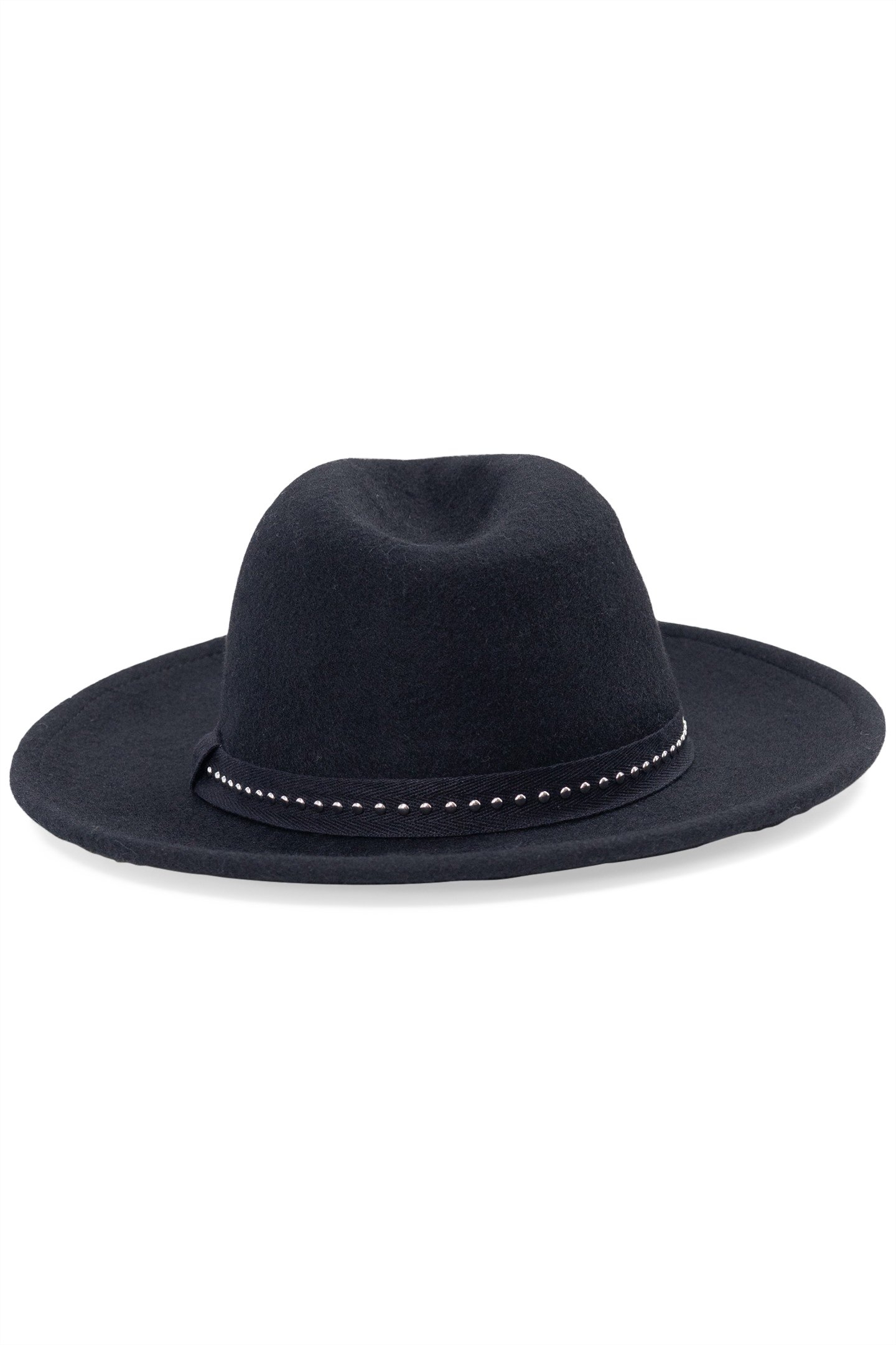 BLACK WOOL FELT HAT WITH STUDDED DECORATION 2