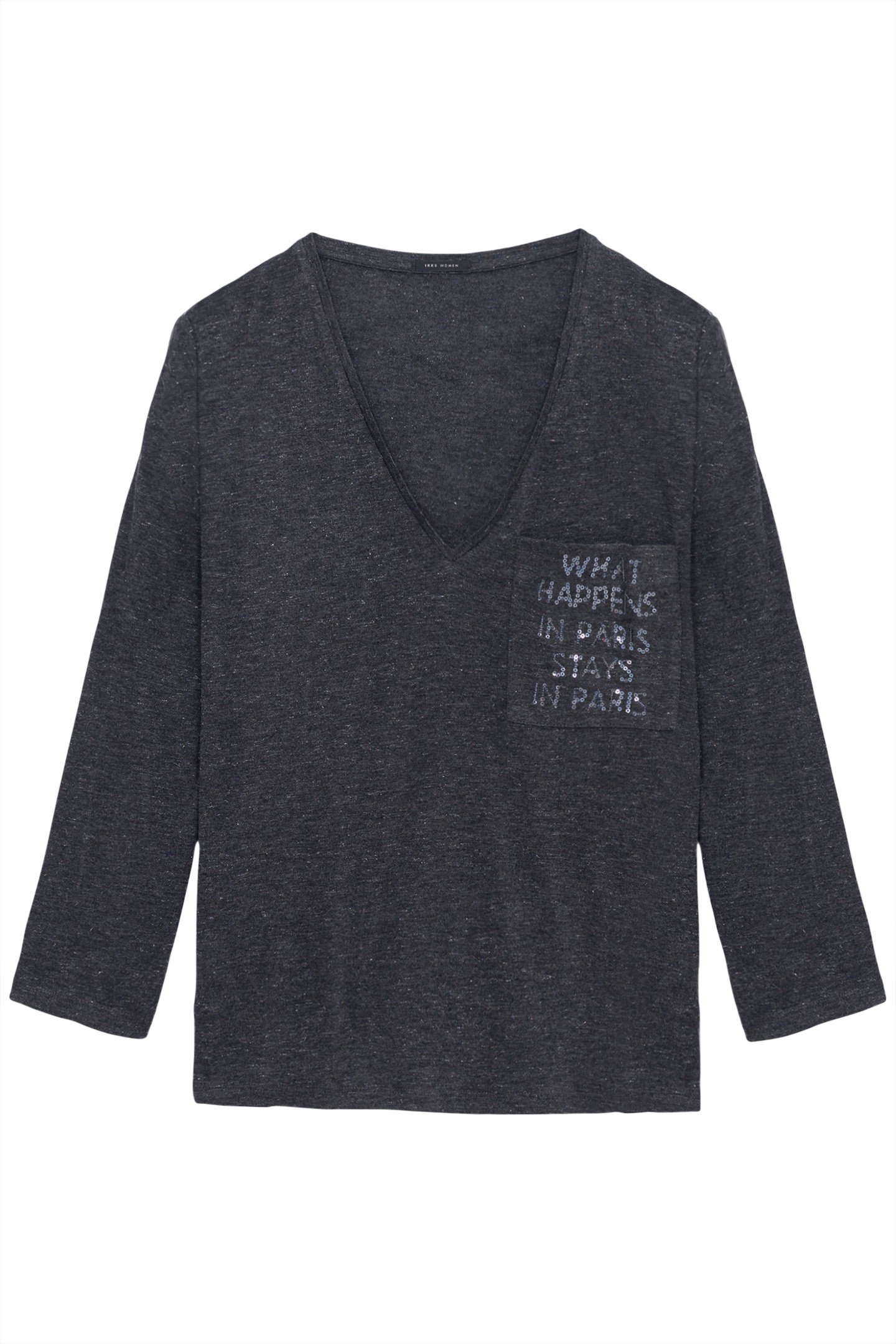 GRAY LUREX POCKET TEE WITH SEQUINS MESSAGE 2