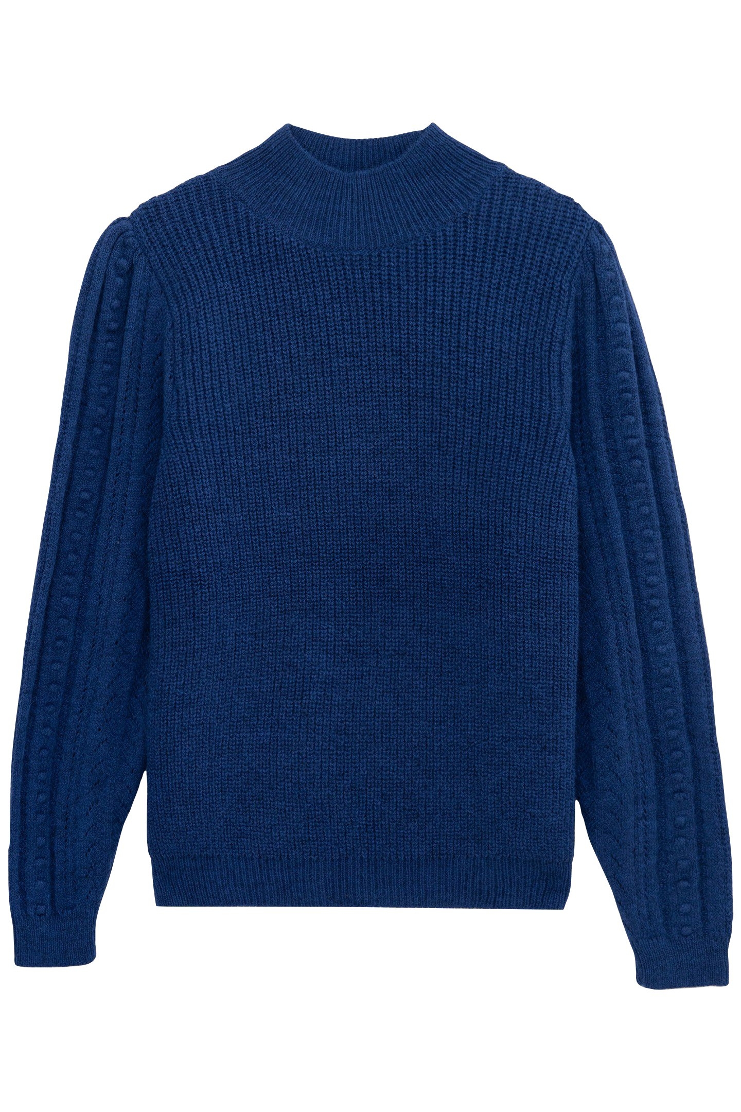 BLUE STAND-UP COLLAR SWEATER 1