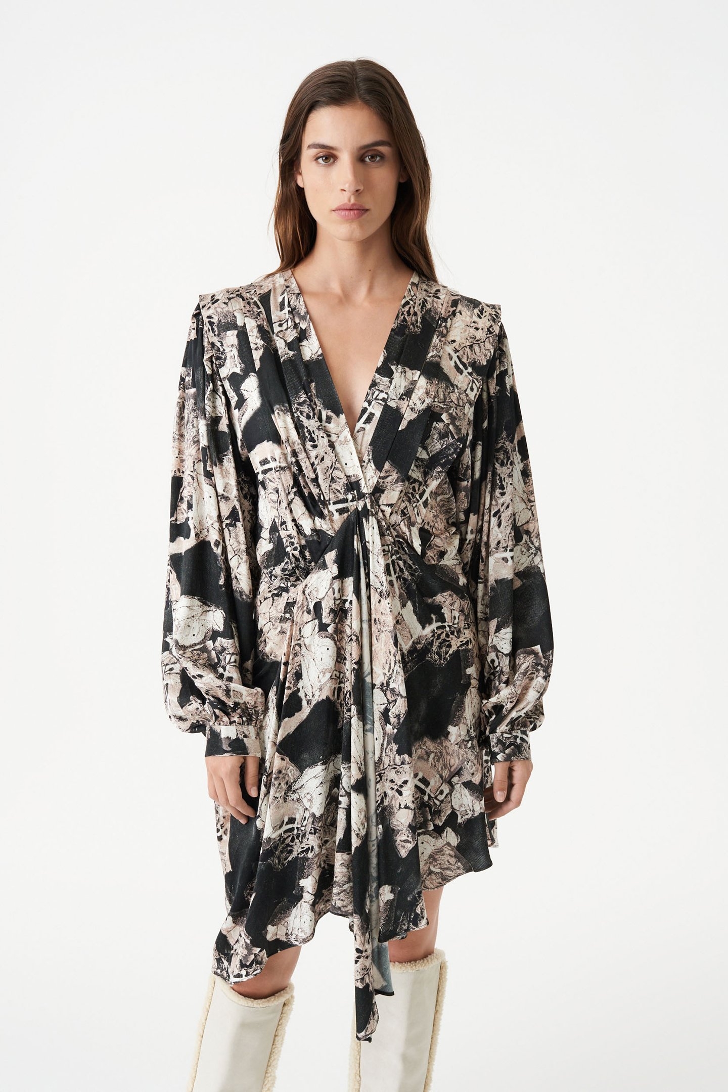 NIRVELI DRESS BLACK/BEIGE 1