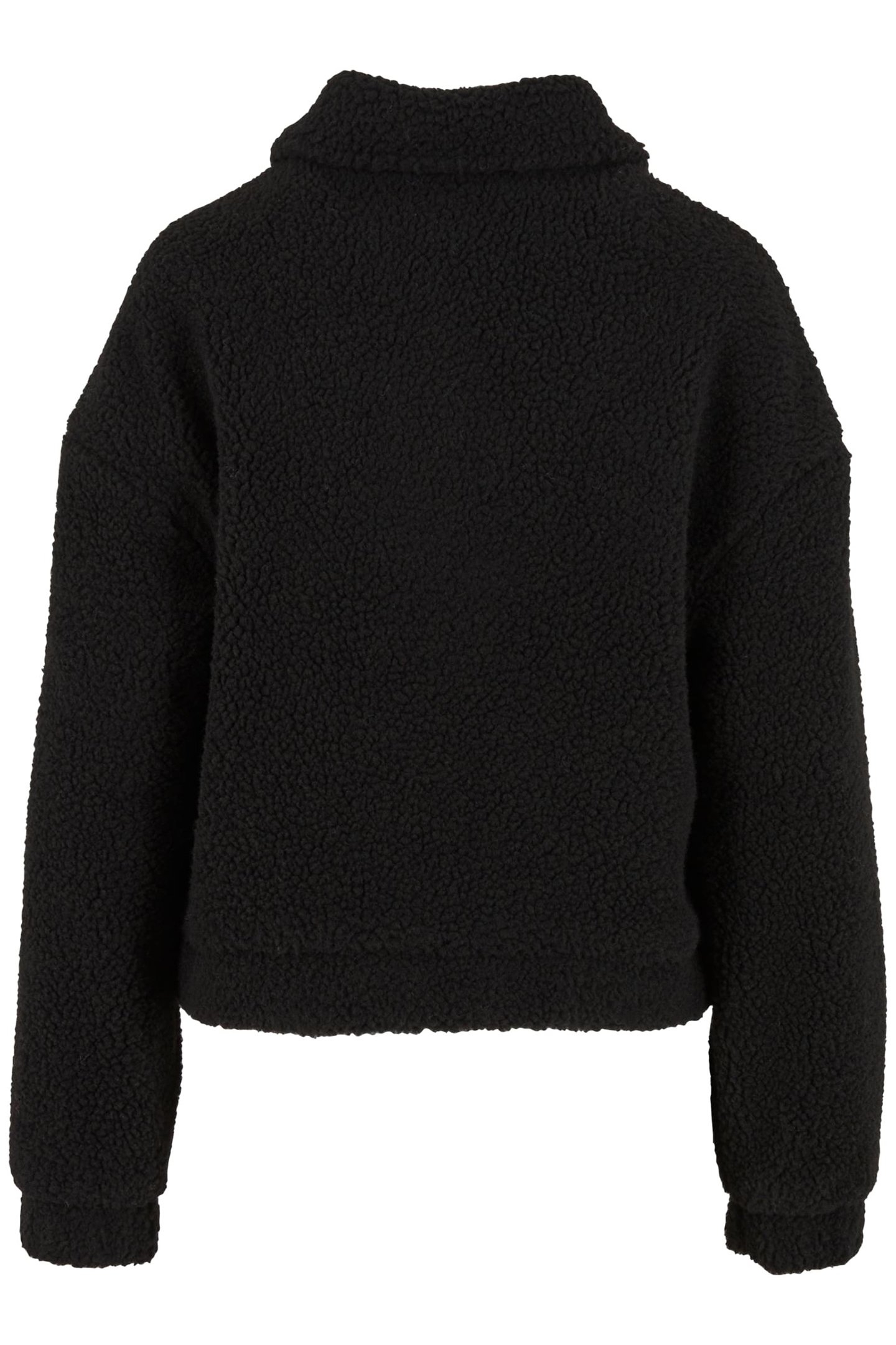 LADIES SHORT SHERPA BUTTON JACKET BLACK 2